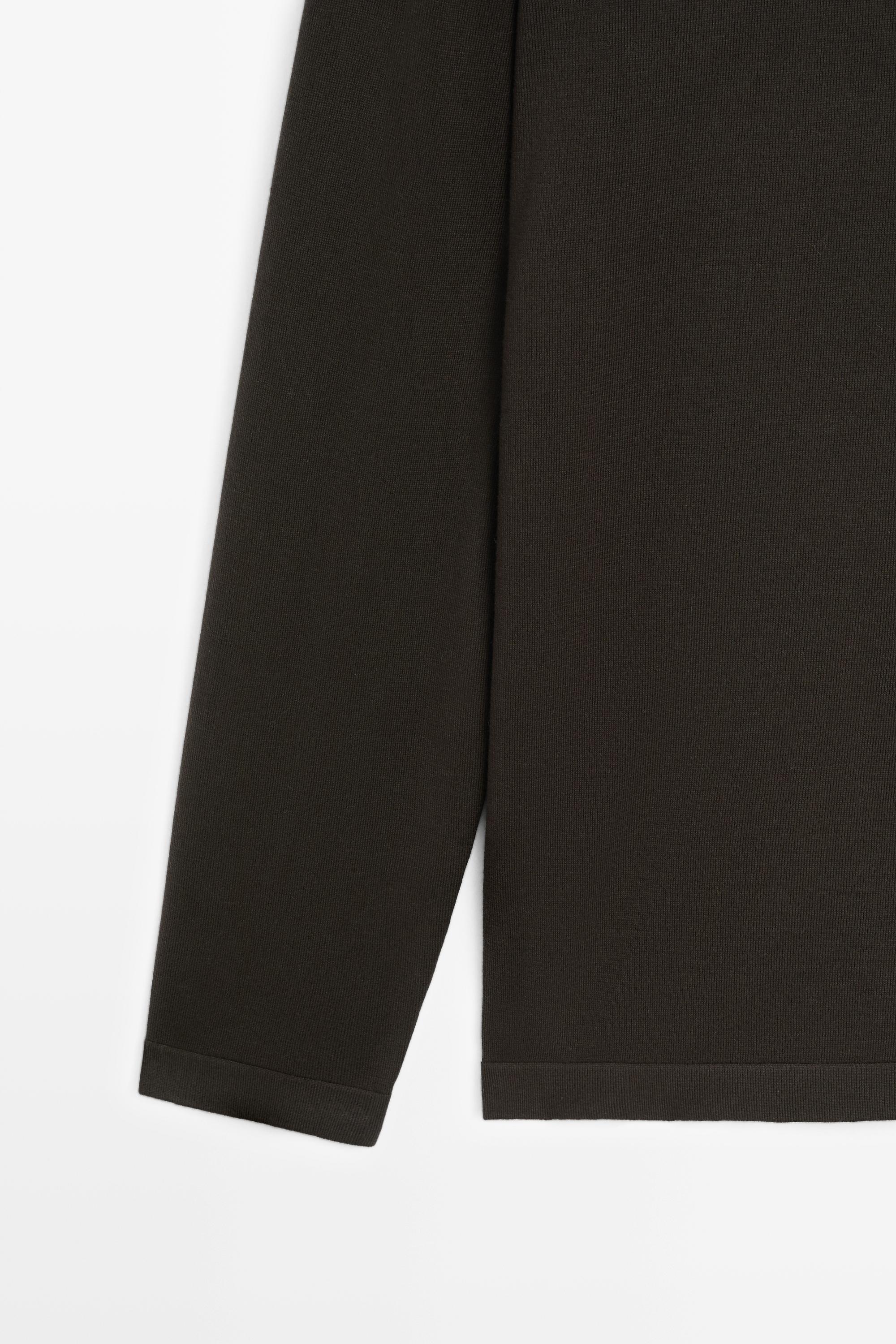 100% Cotton Henley Neck Knit Sweater — BROWN MARL
