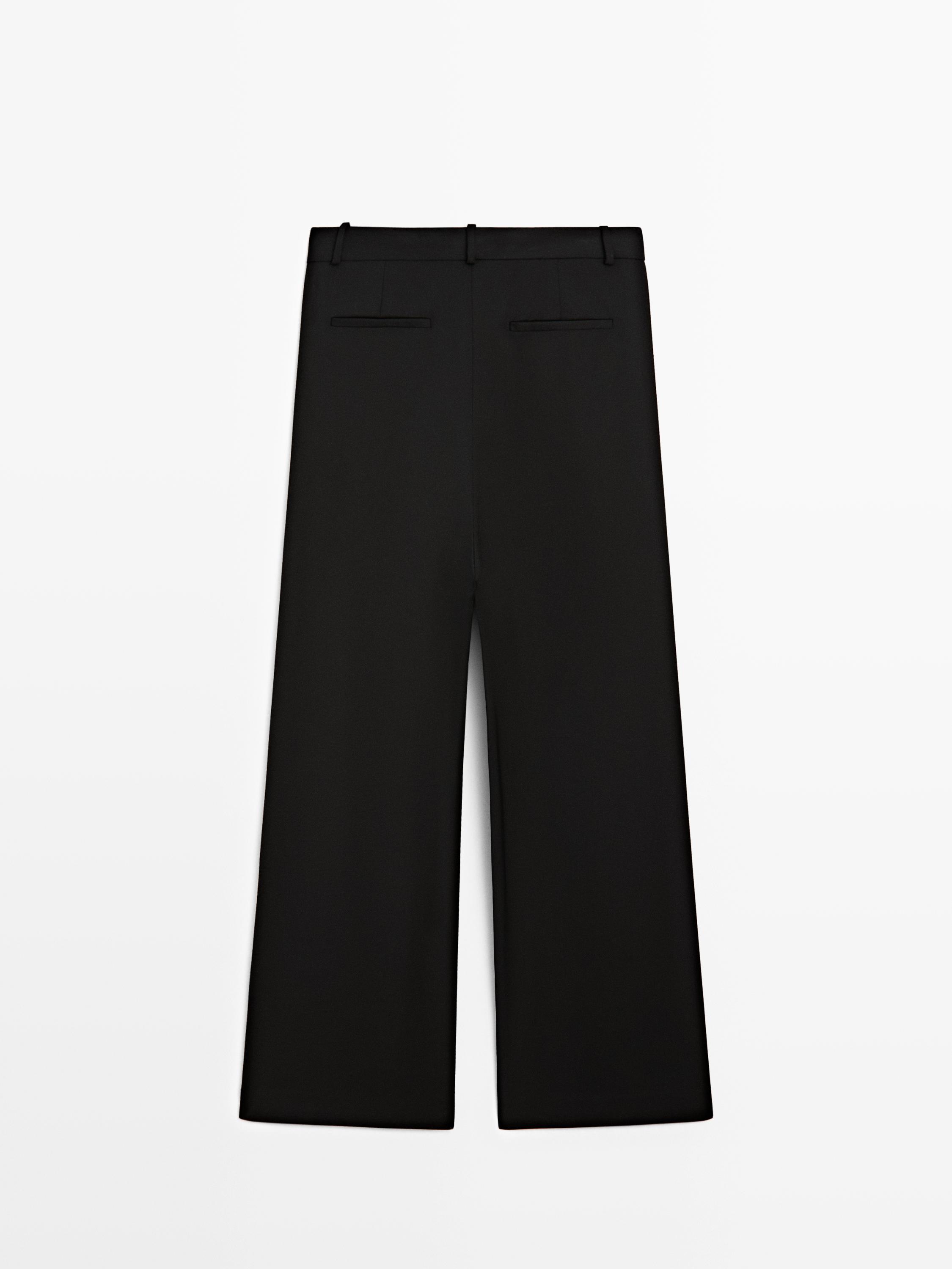 Wide-leg trousers with darts - STUDIO — BLACK