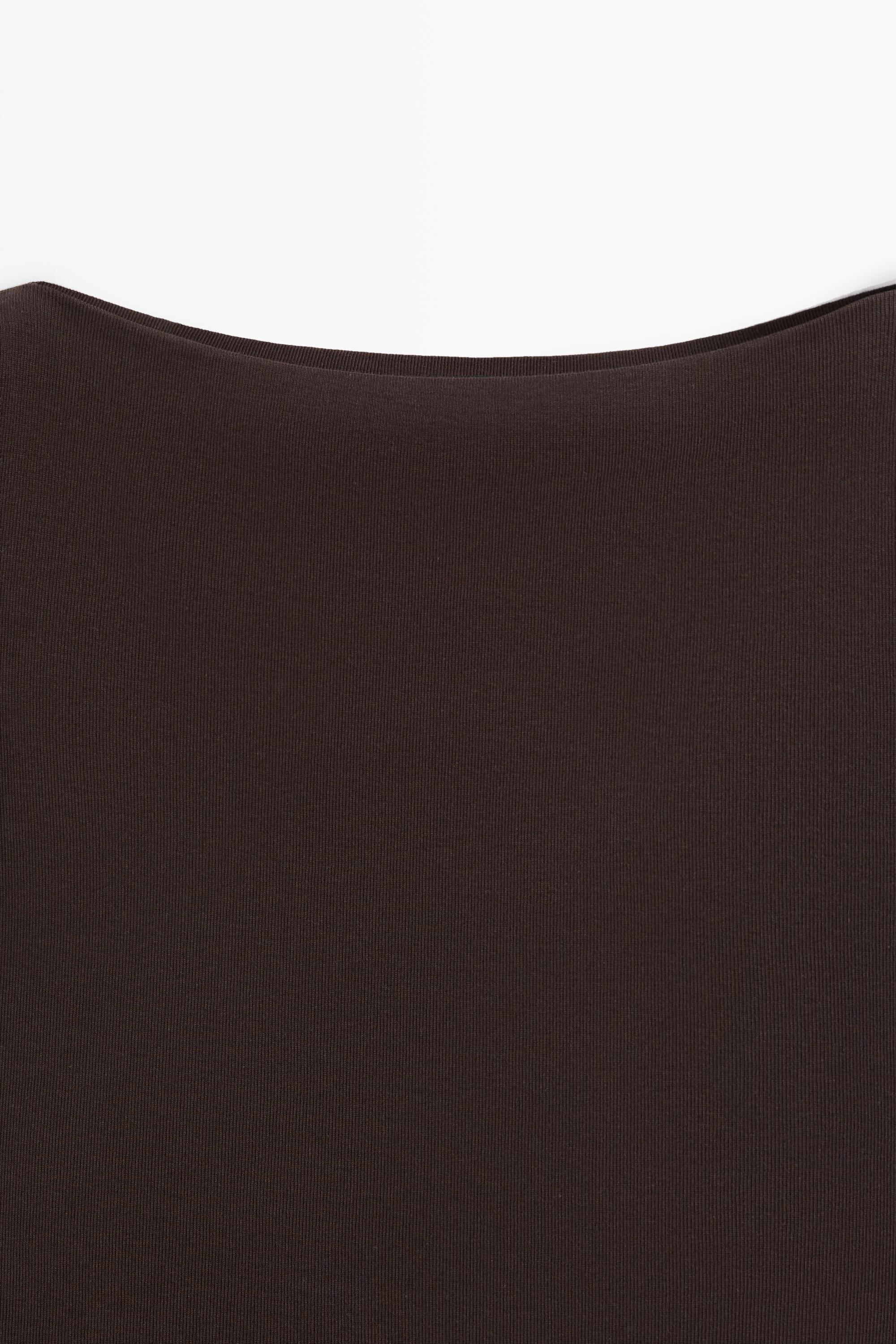 100% cotton straight neckline T-shirt — BROWN