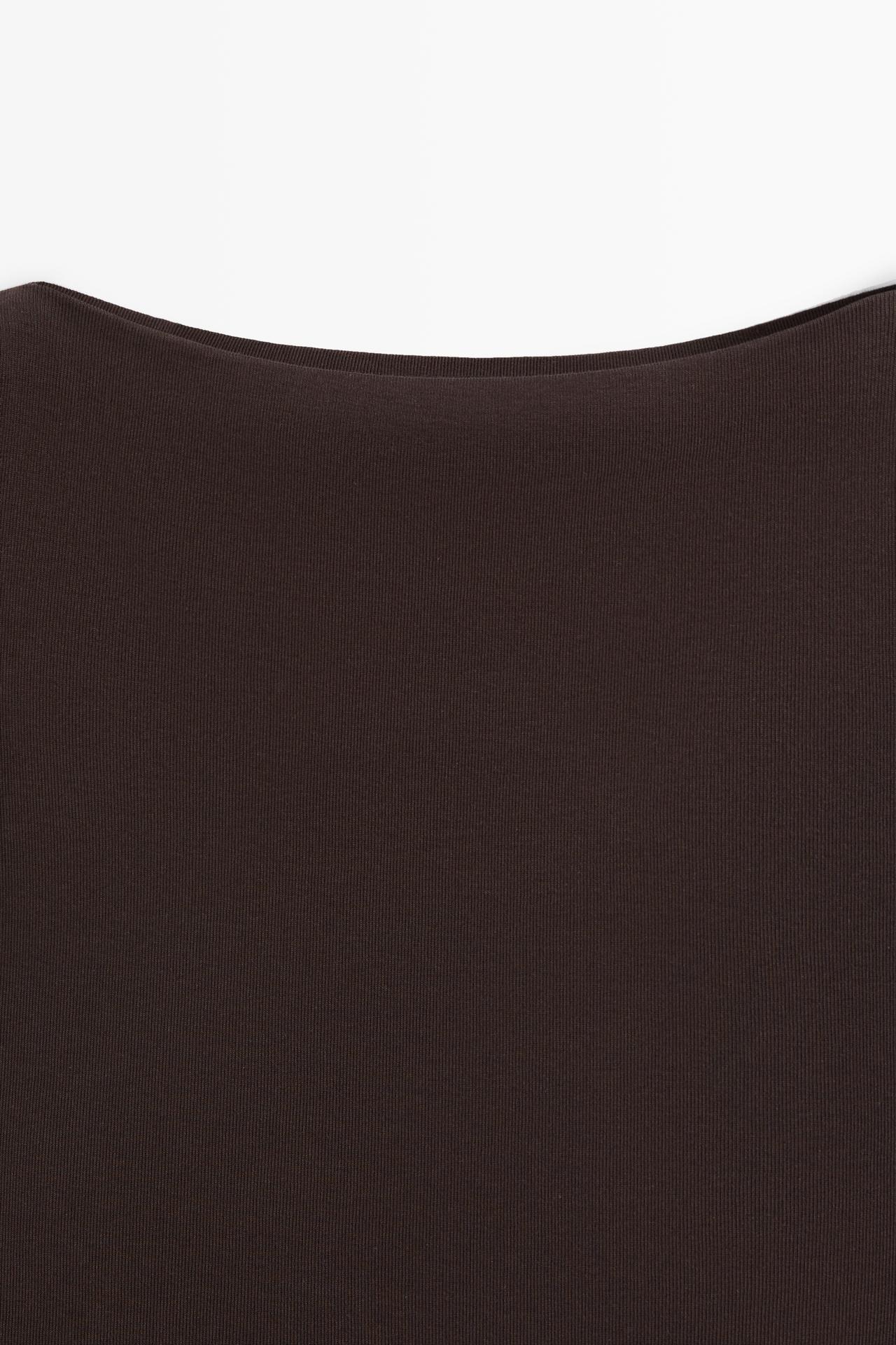 100% cotton straight neckline T-shirt — BROWN