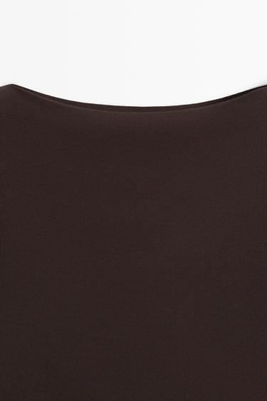 100% cotton straight neckline T-shirt — BROWN 4