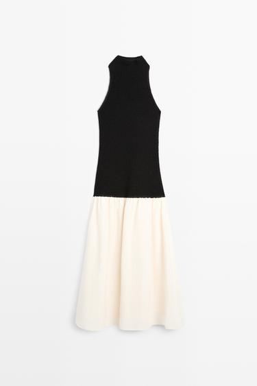 Combined midi dress — BLACK 2