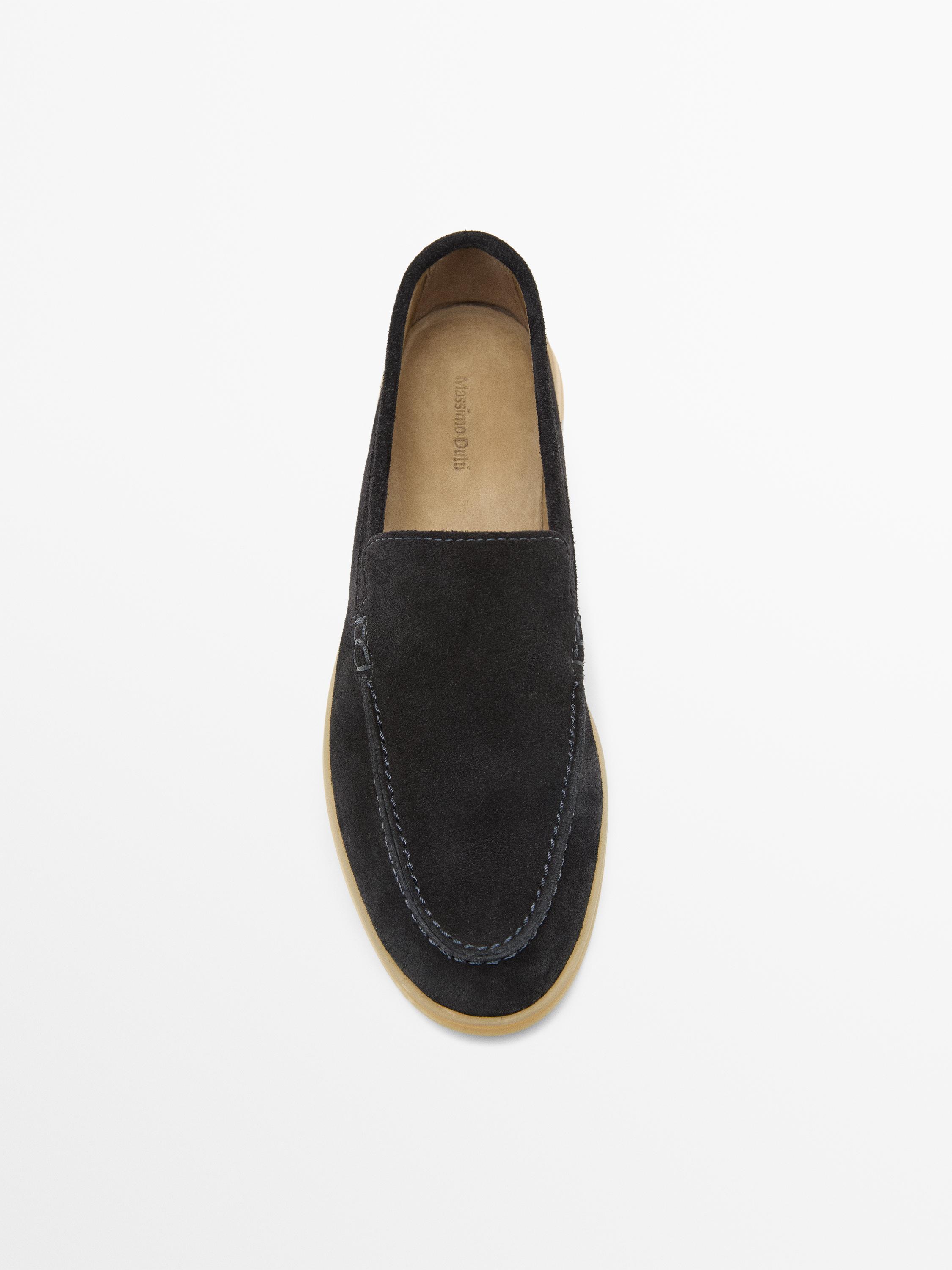 Split leather loafers — BLUE