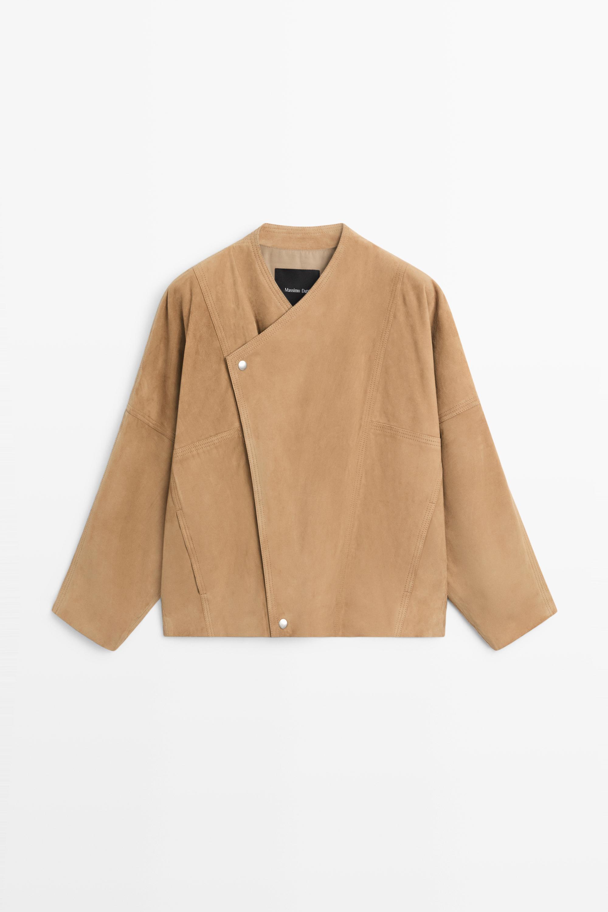 Crossover suede leather jacket
