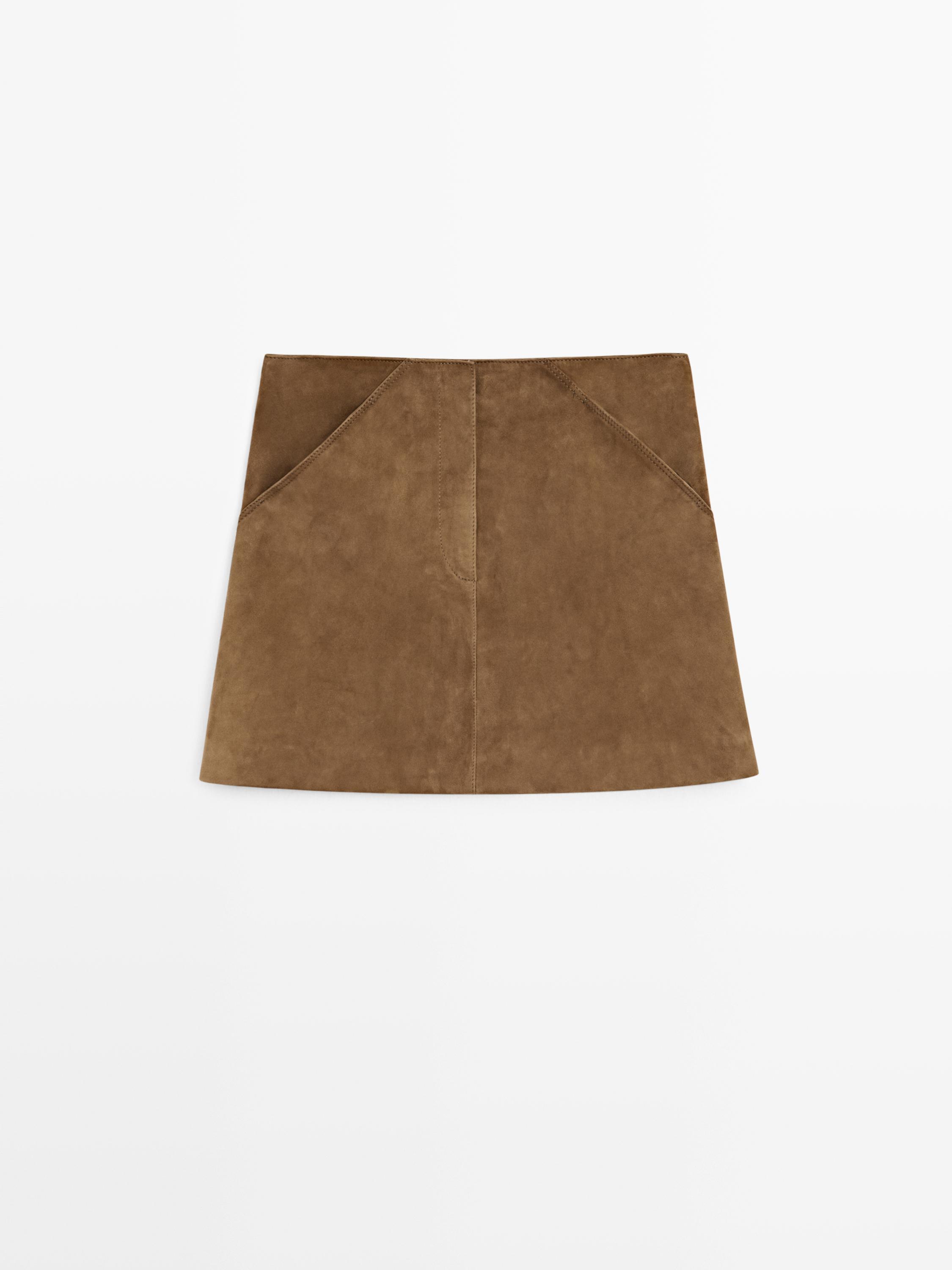 Suede leather mini skirt — Washed