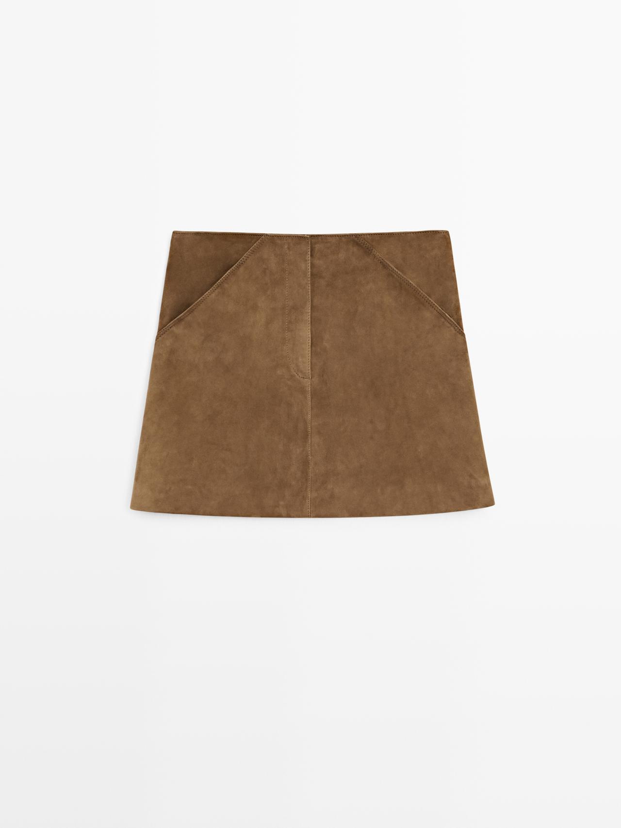 Suede leather mini skirt — Washed