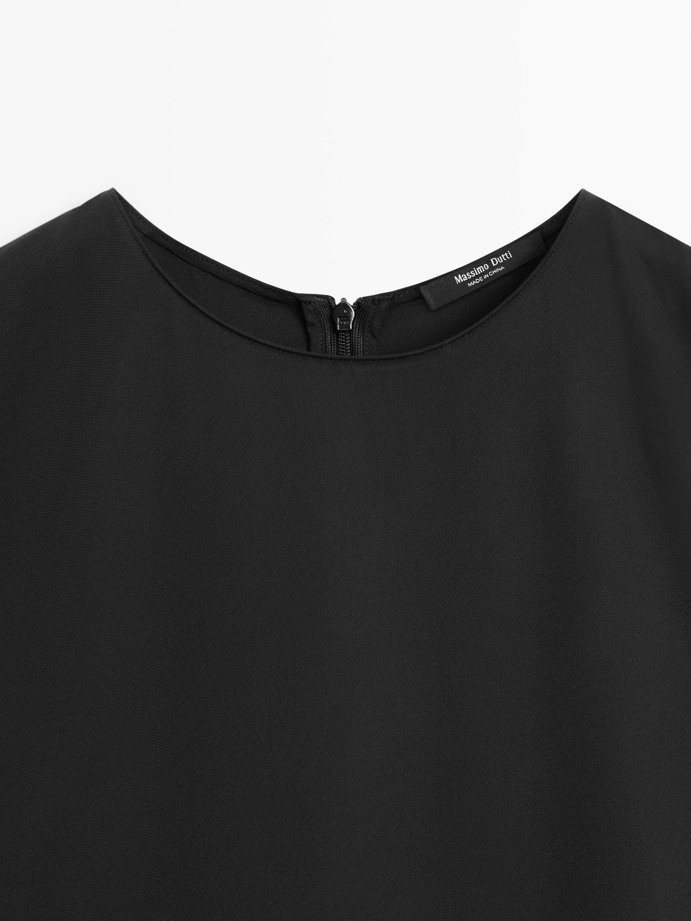 Flowing short sleeve dress — BLACK