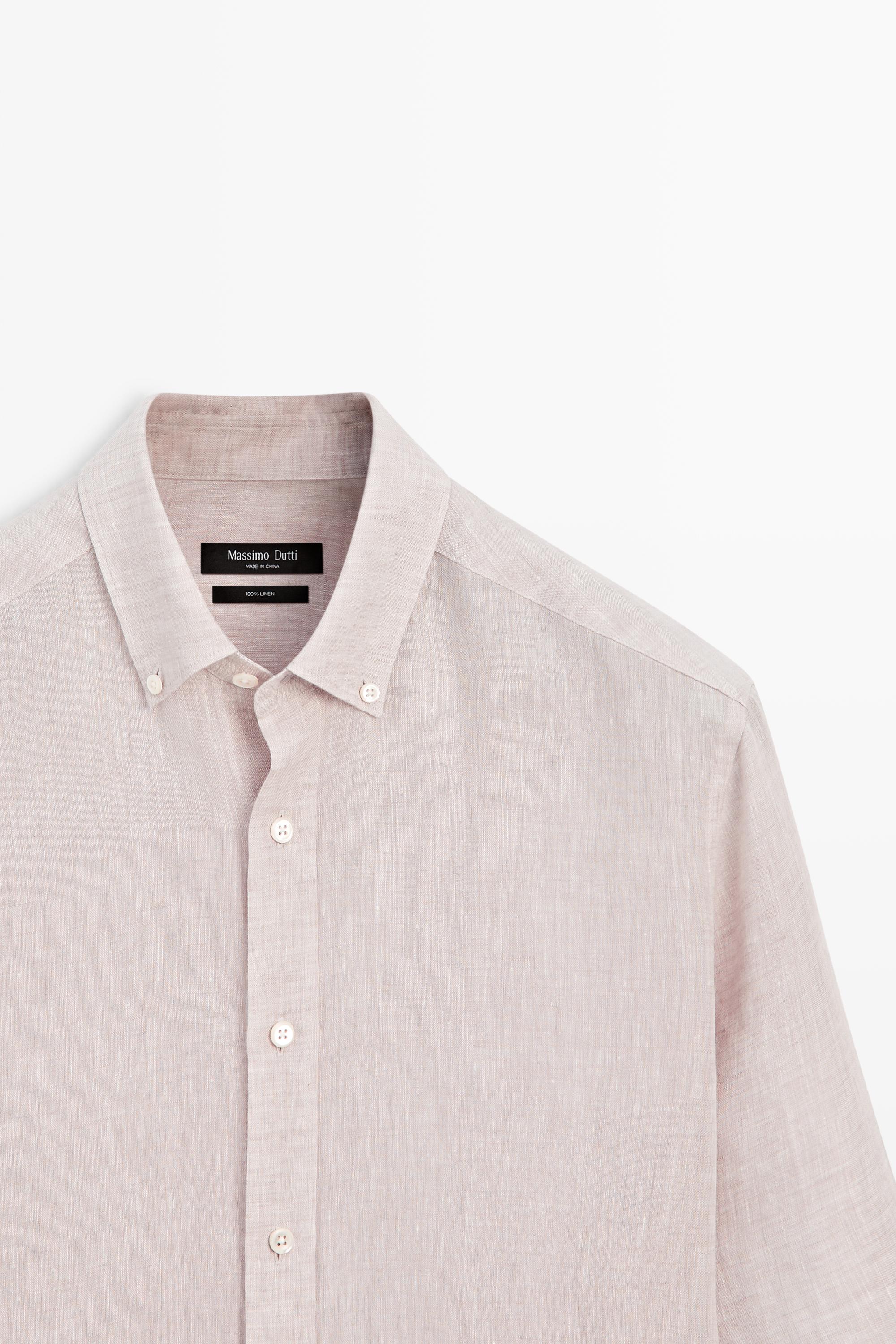 100% Linen regular fit shirt — MAUVE