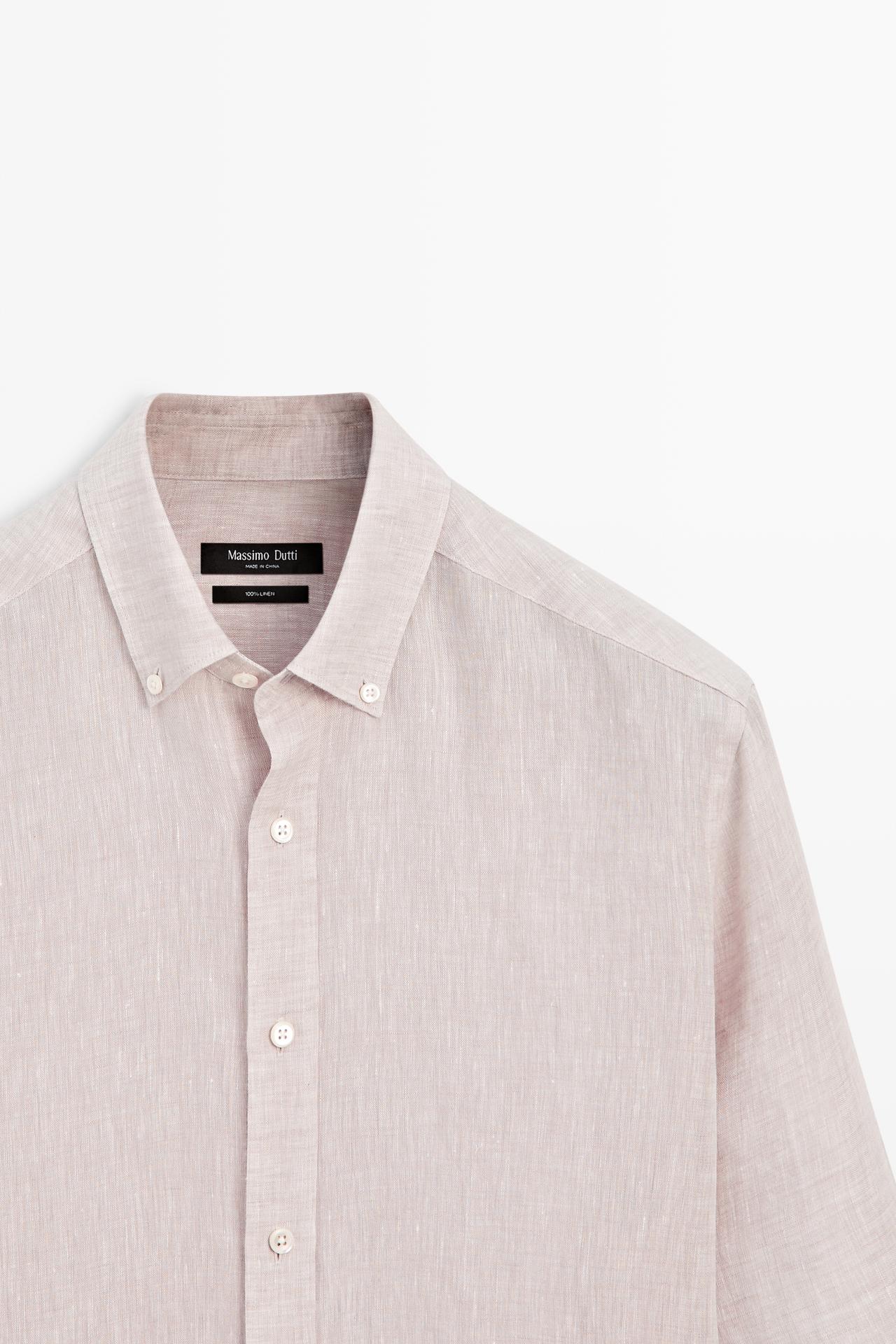 100% Linen regular fit shirt — MAUVE