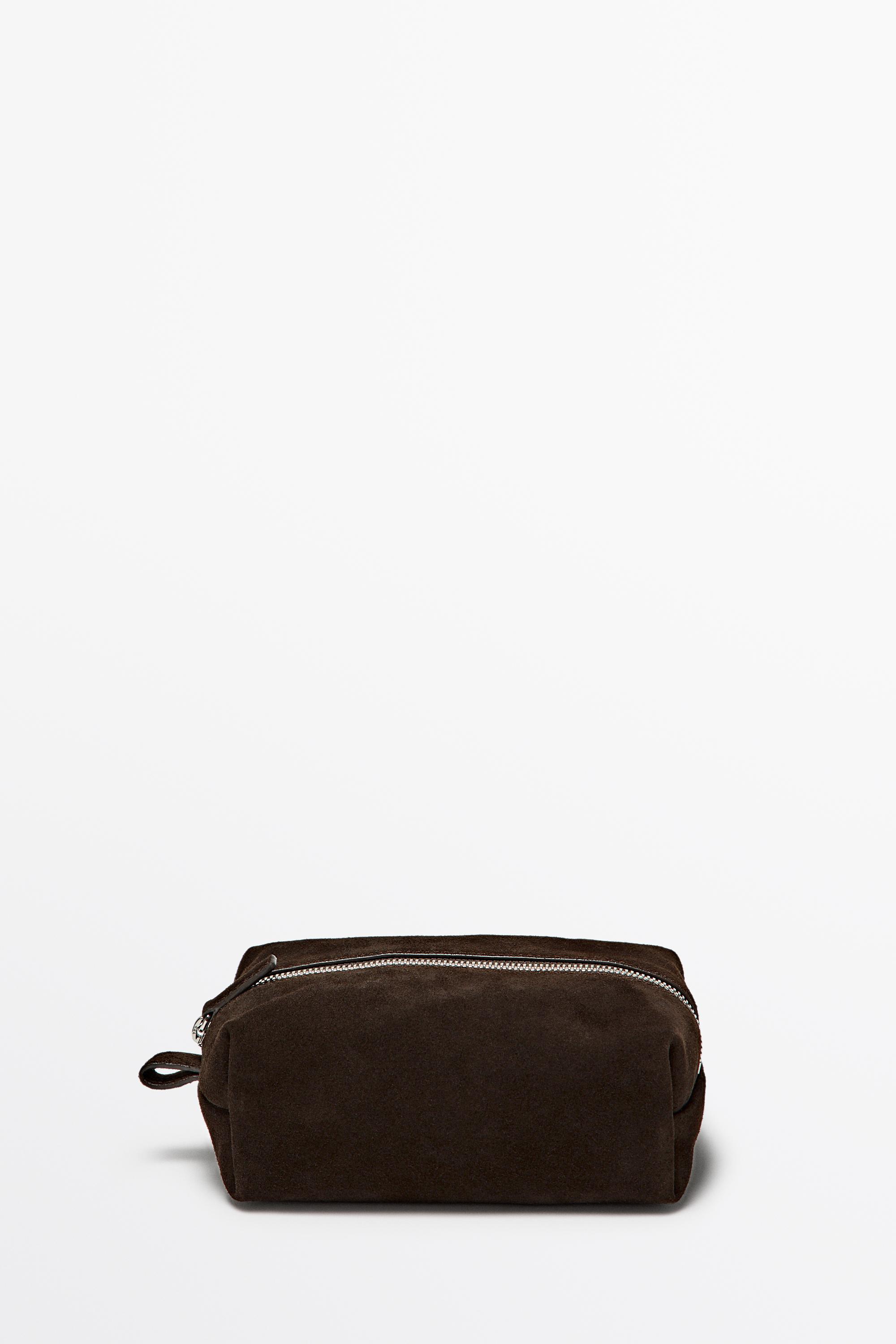 Mini split suede leather toiletry bag