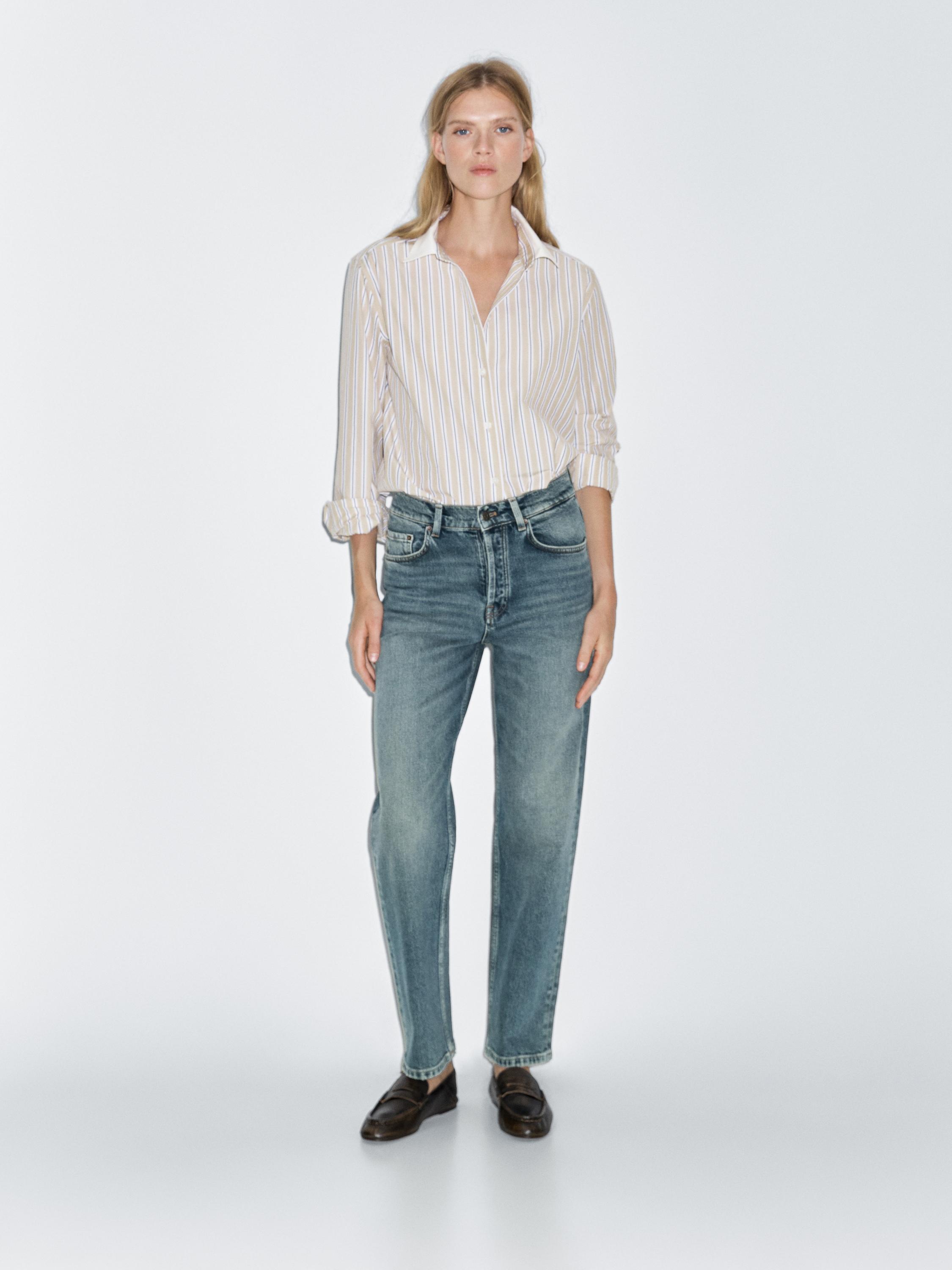 Jean straight taille haute · Bleu Moyen, Bleu Sombre, Noir · Pantalons | Massimo Dutti