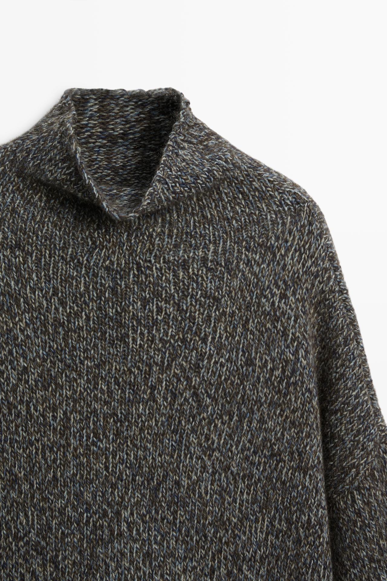 100% wool mouliné knit sweater — MEDIUM BLUE