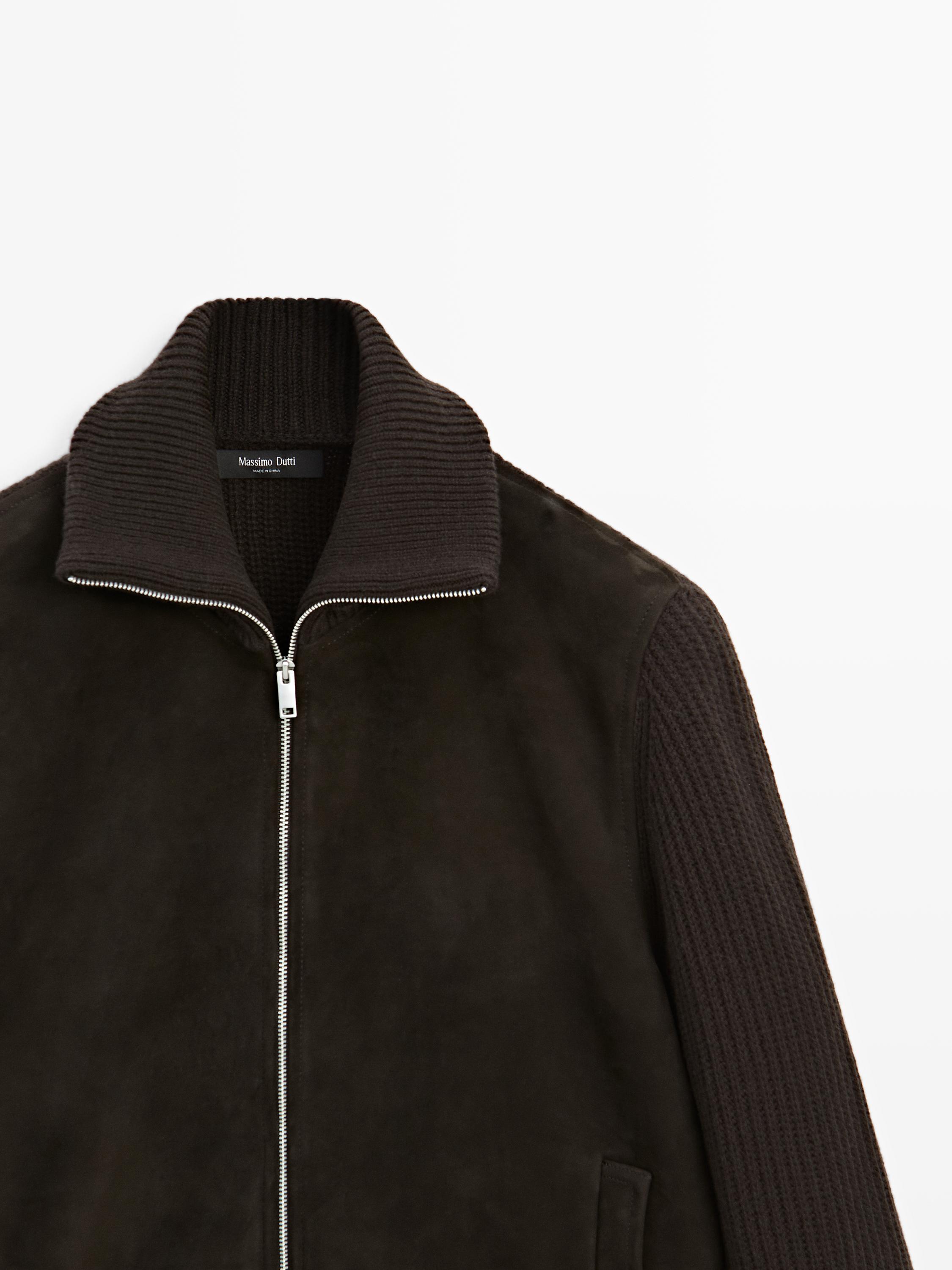 Chaqueta combinada cuello mock