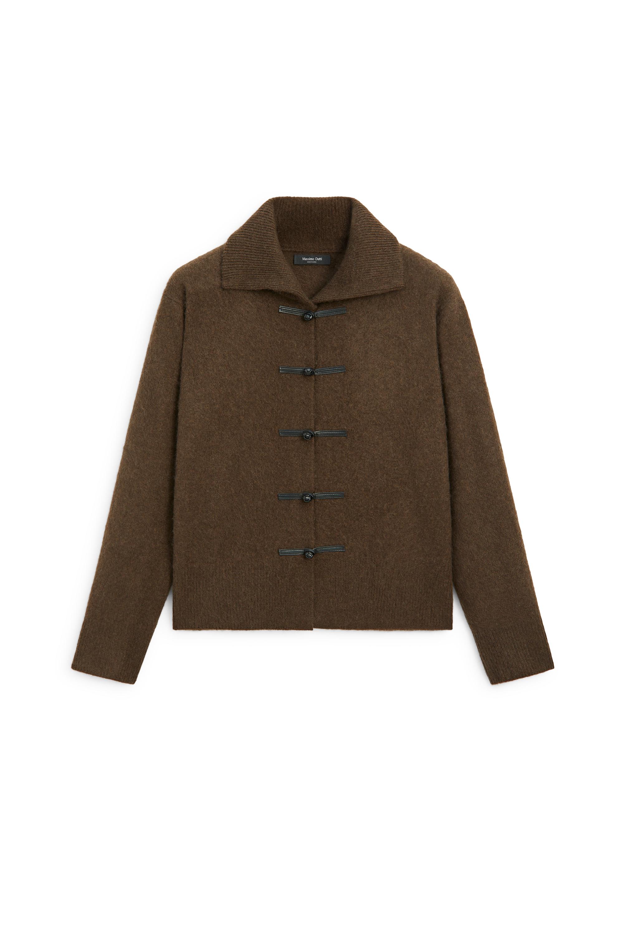 Wool blend toggle cardigan · Brown · Cardigan | Massimo Dutti