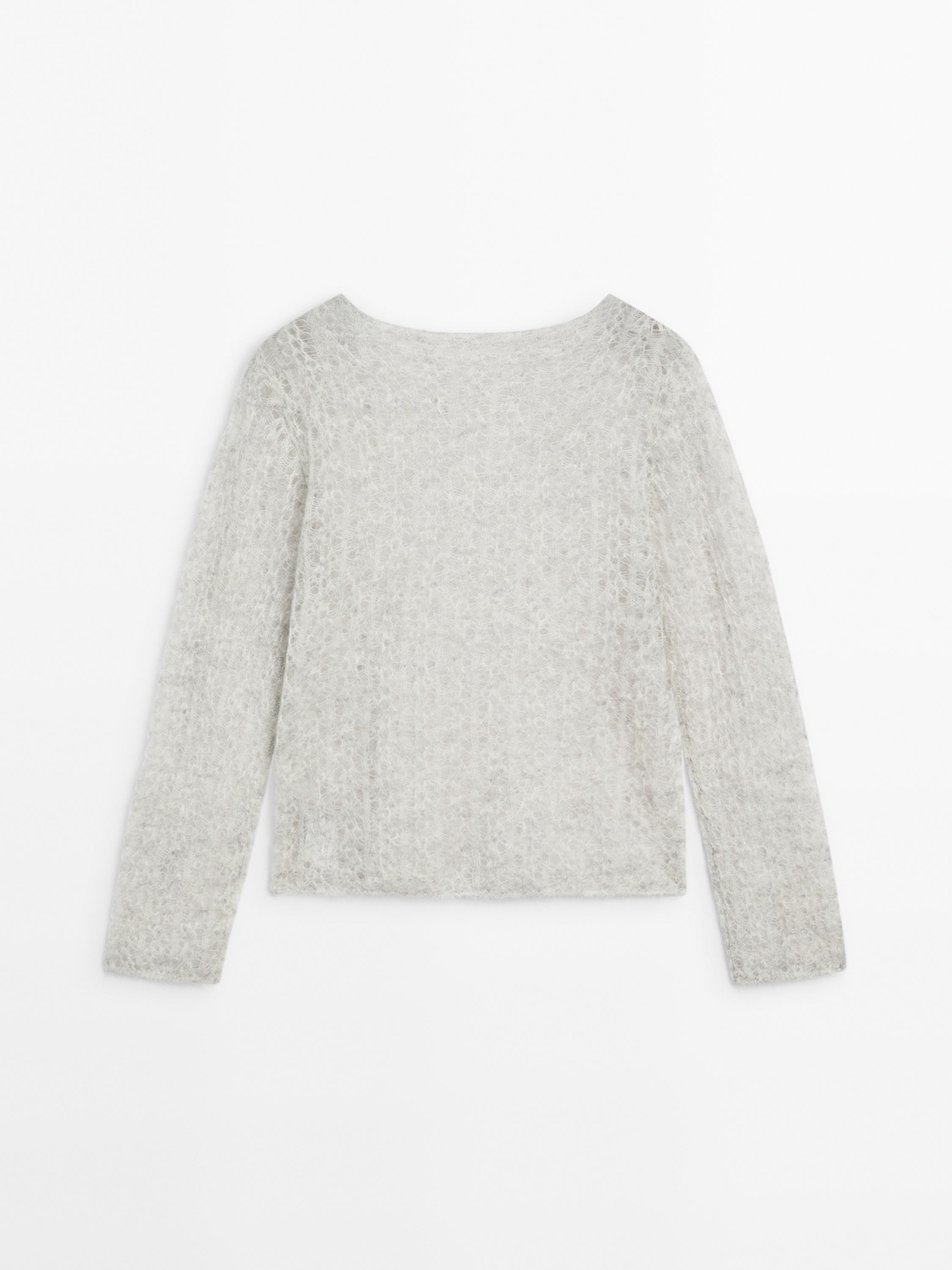 Cutwork wool blend sweater