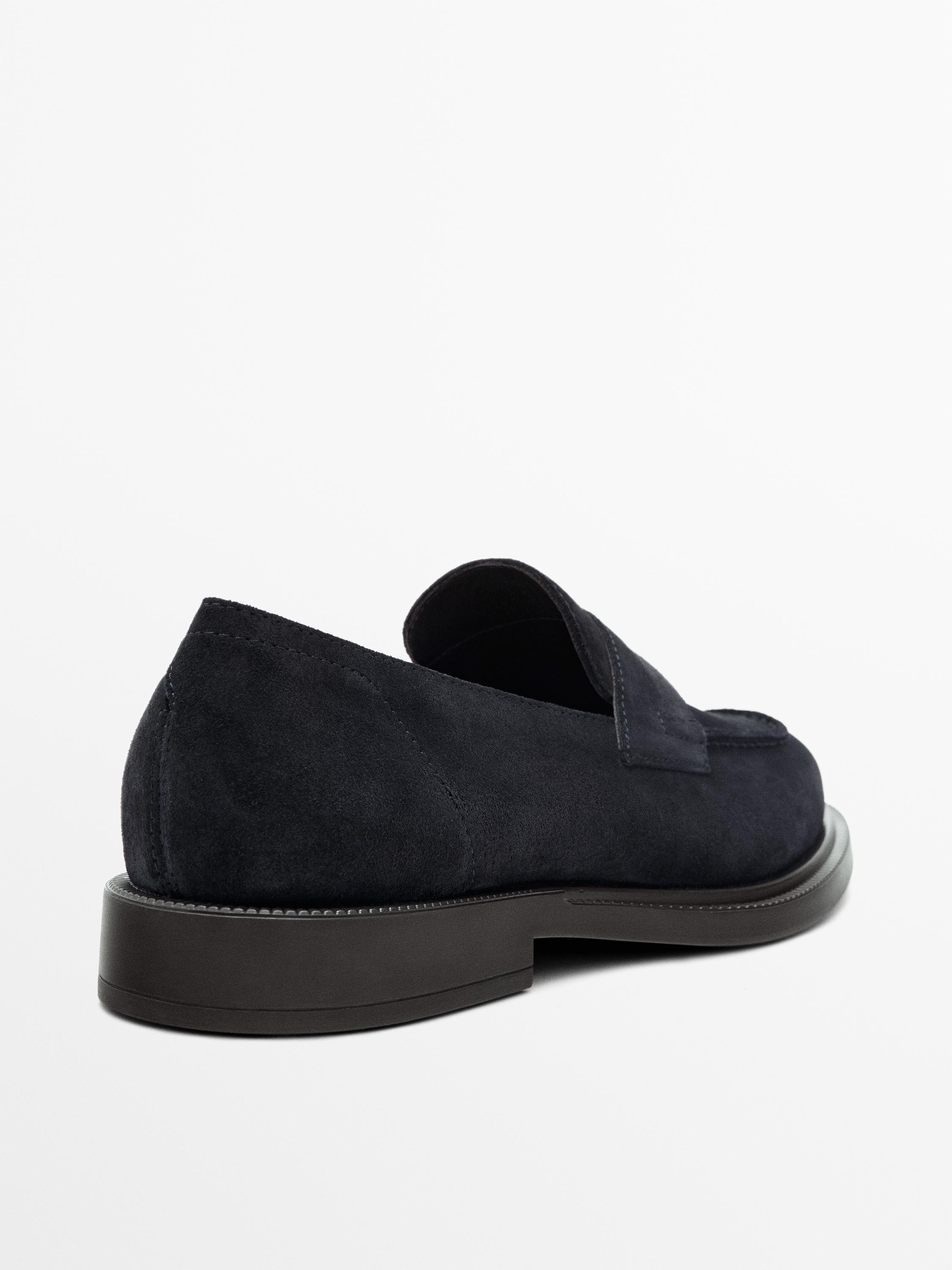 Split leather penny loafers — Dark blue