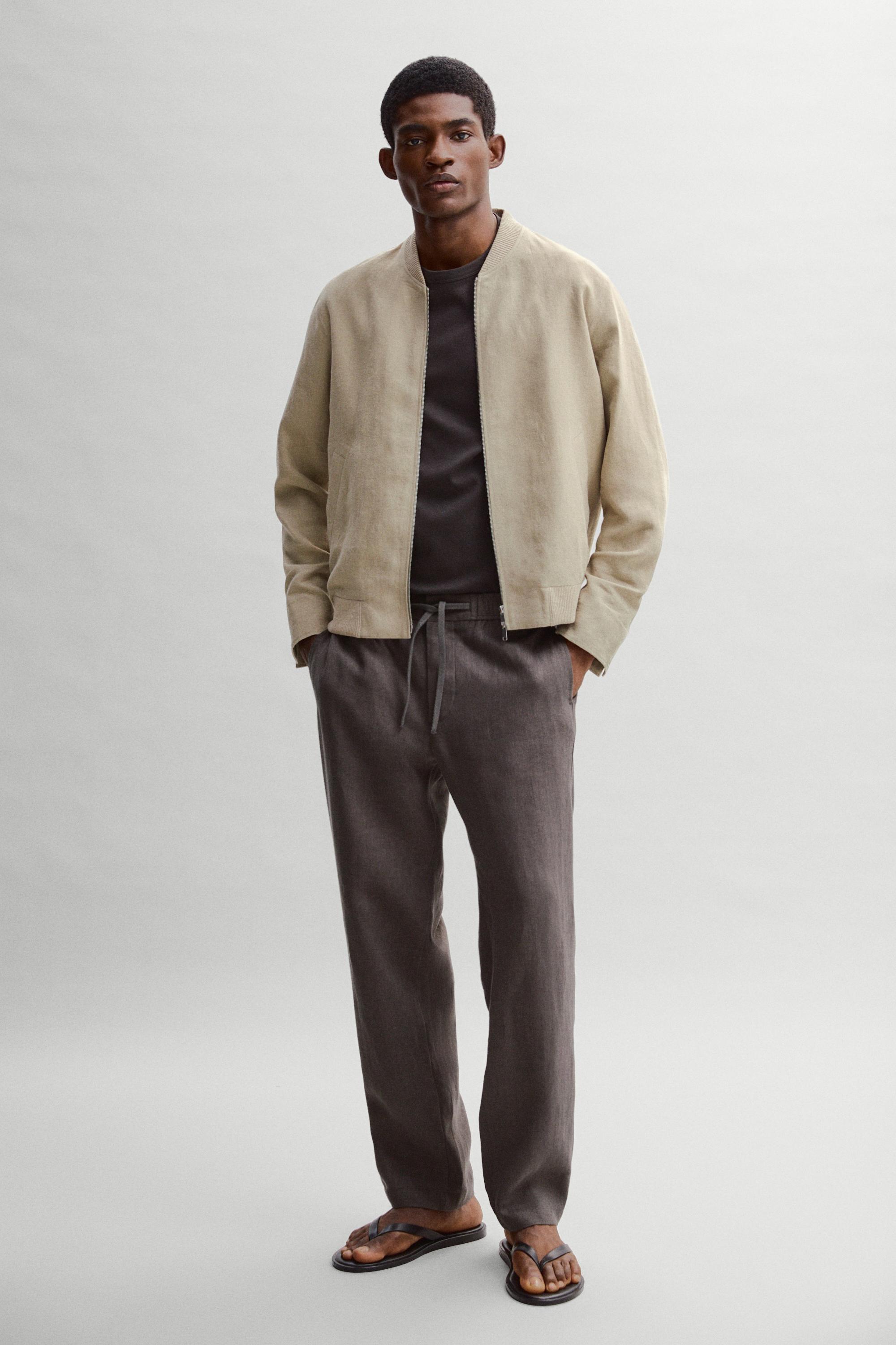 Linen bomber jacket — BEIGE