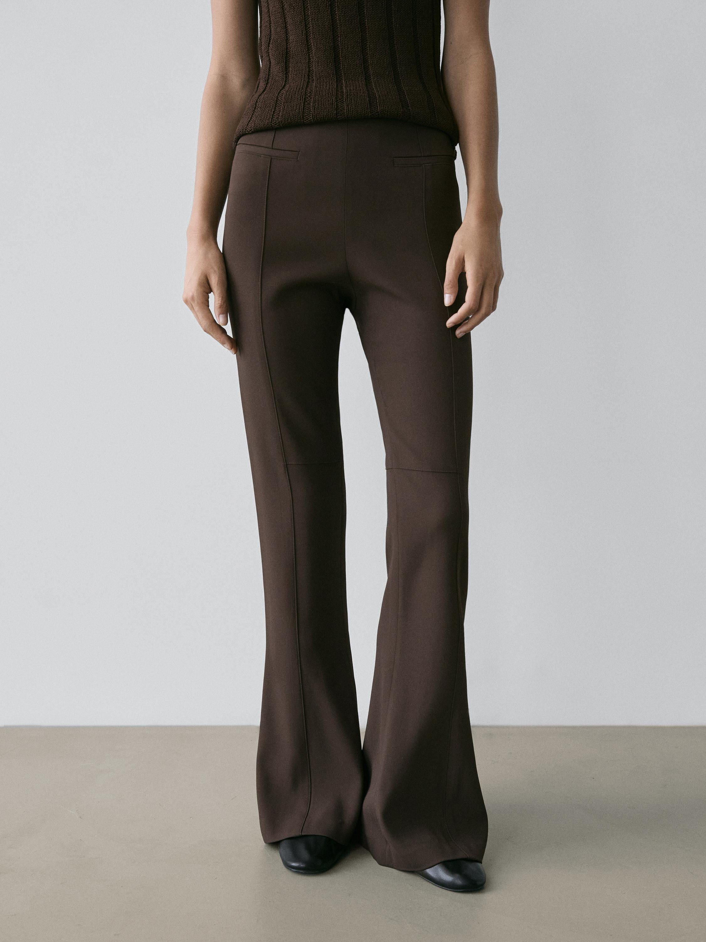 Flared trousers with pocket — BROWN