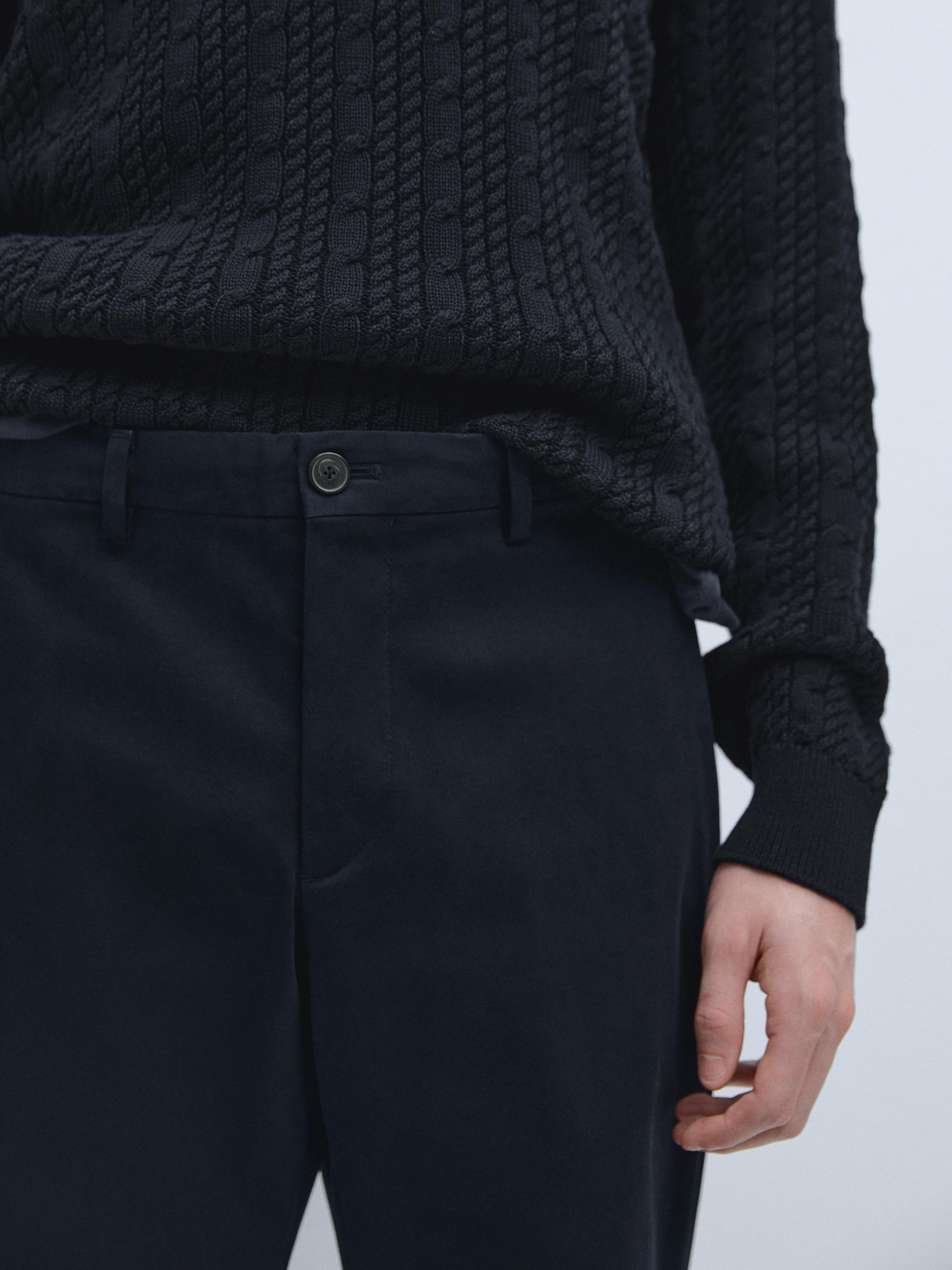 Slim fit cotton trousers — NAVY BLUE
