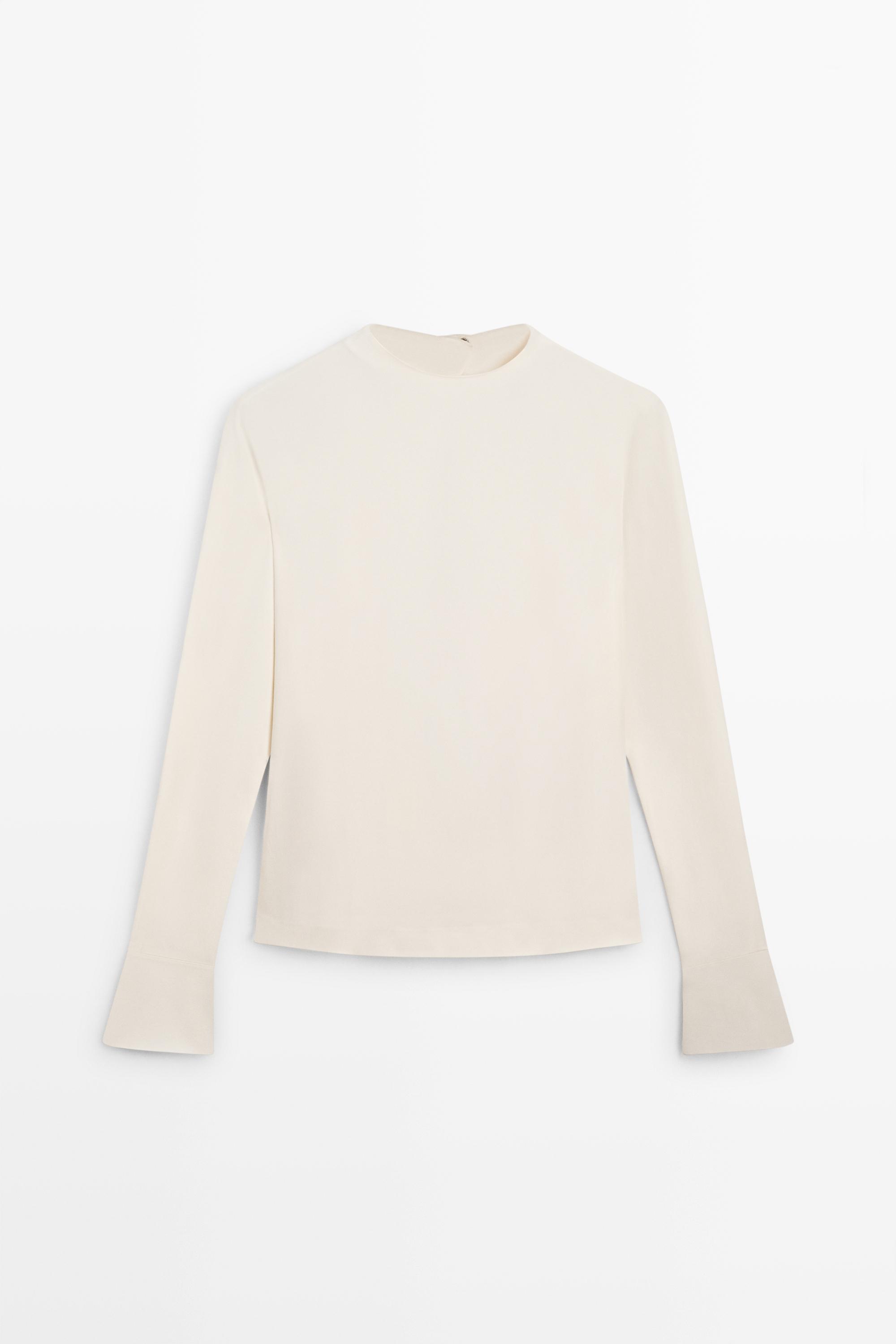 Long sleeve top with back detail — CREAM