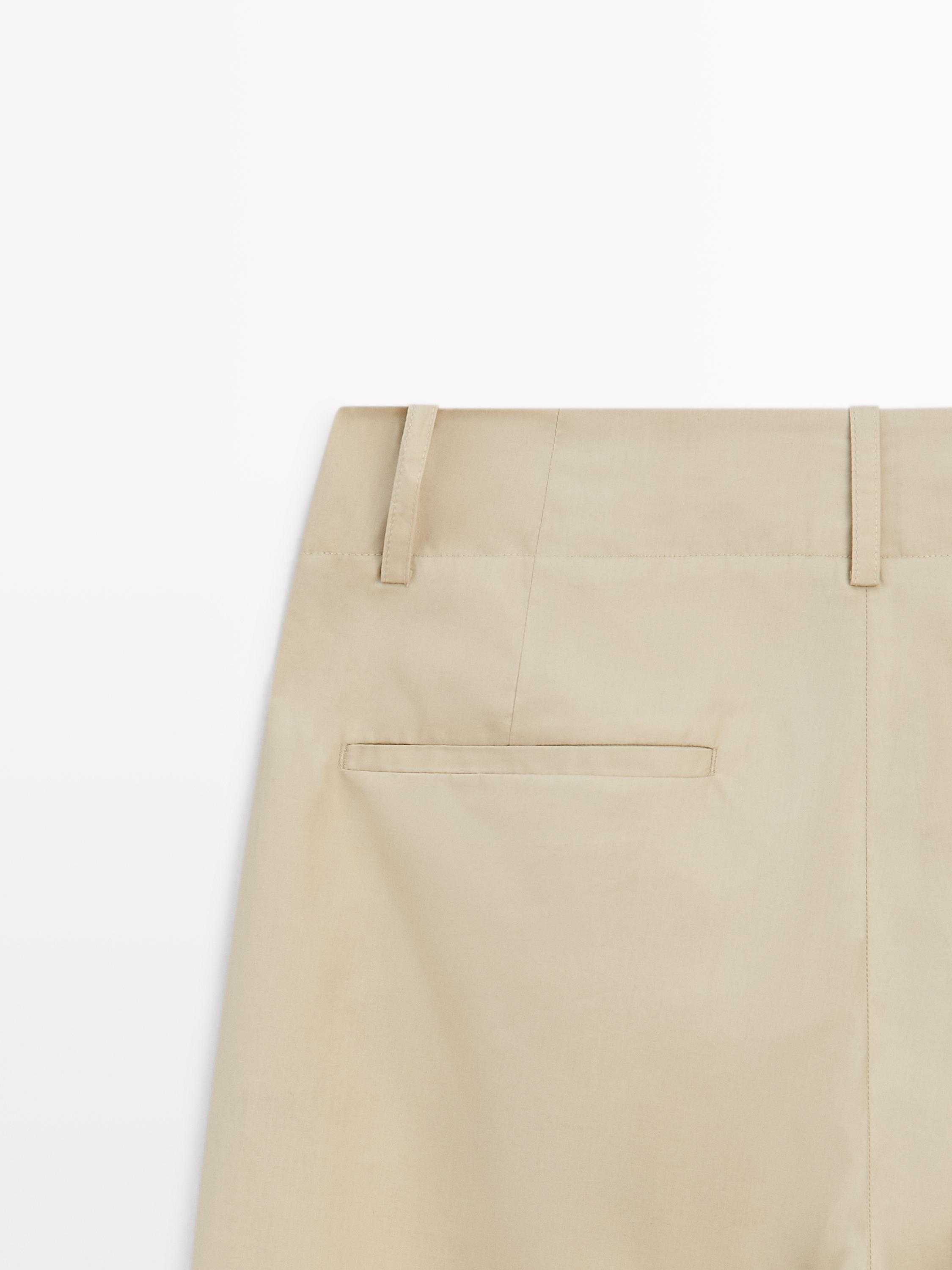 Wide-leg cotton trousers — SAND