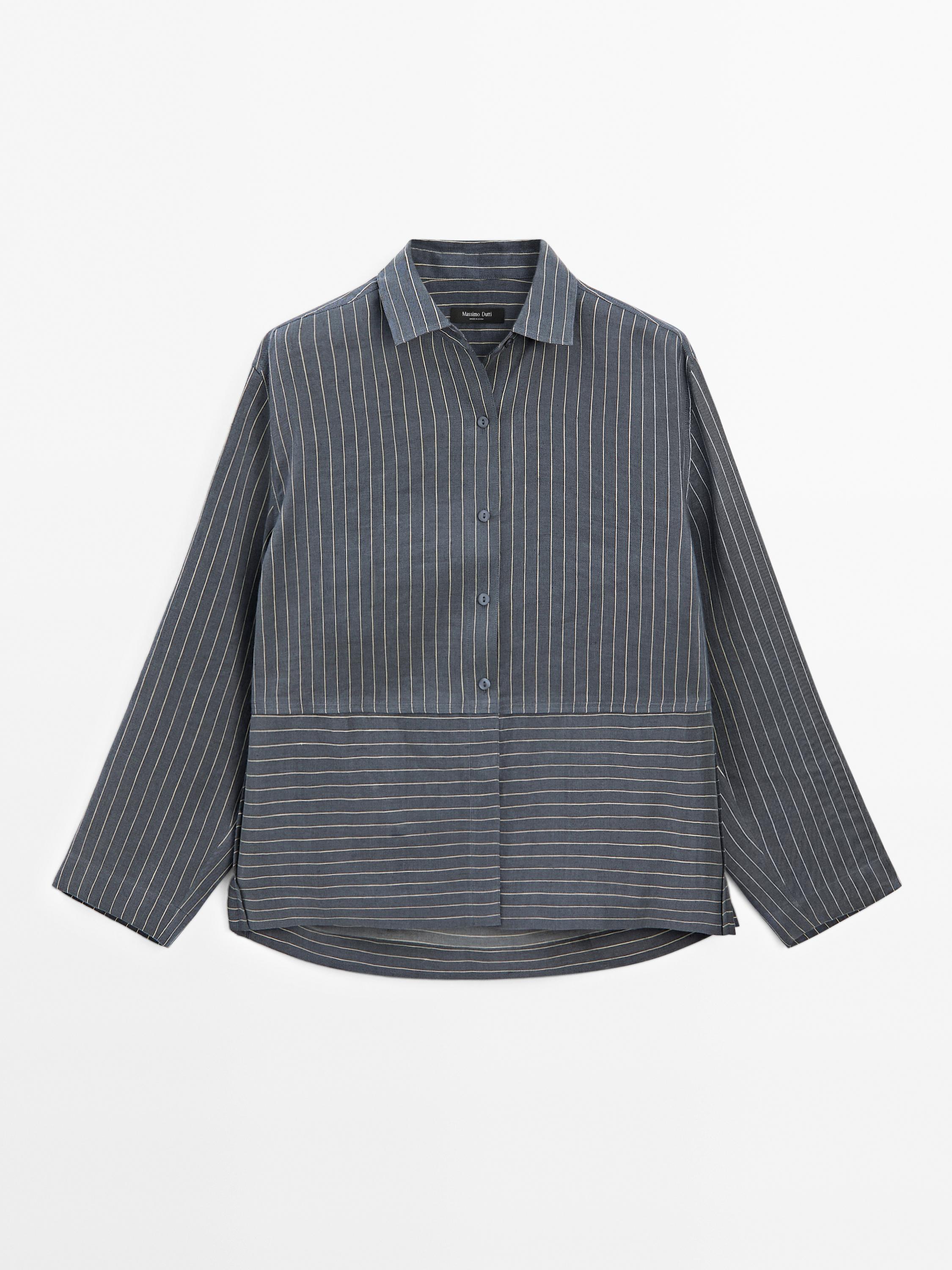 Striped linen blend shirt