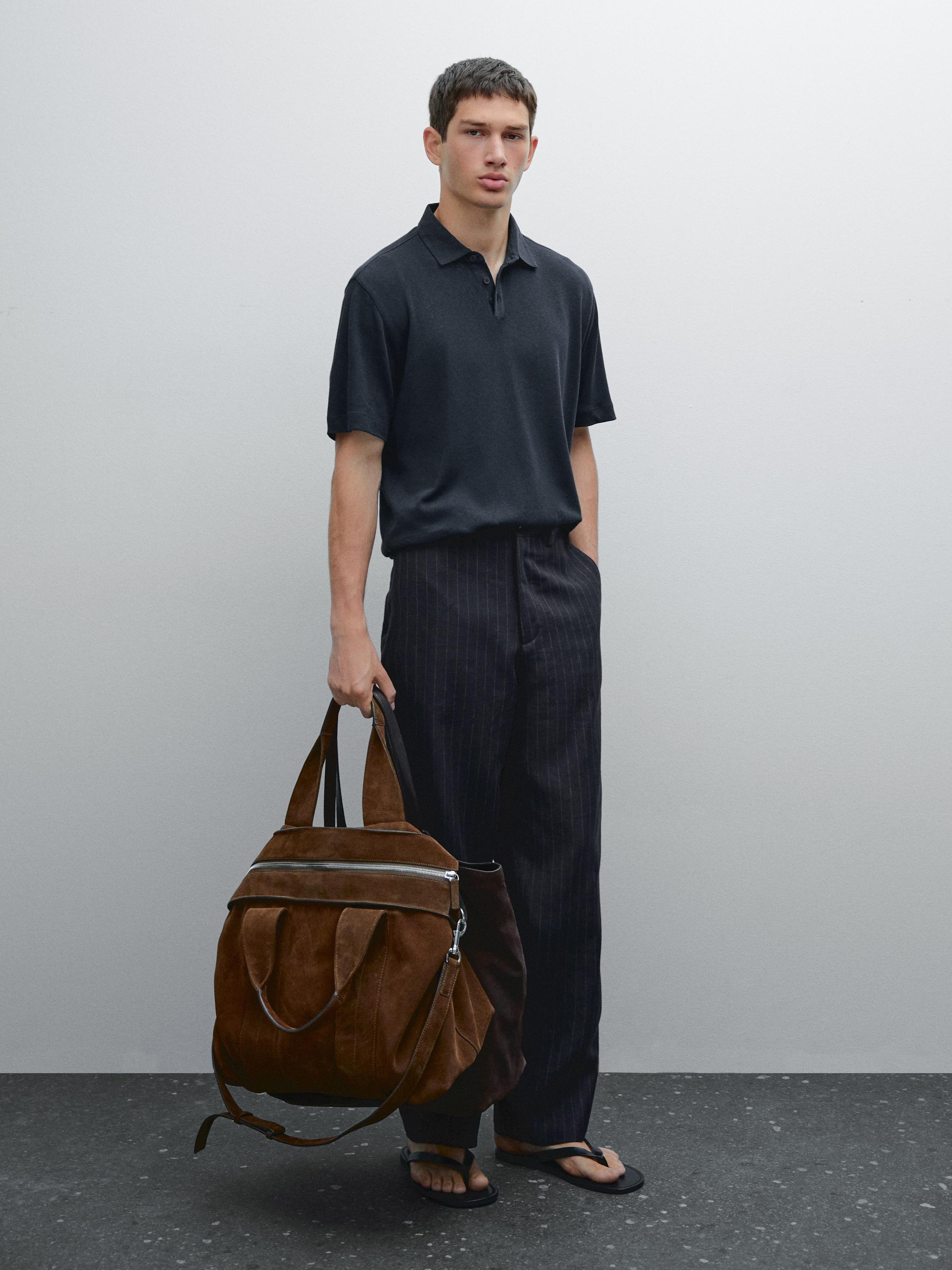 短袖亞麻混紡POLO衫