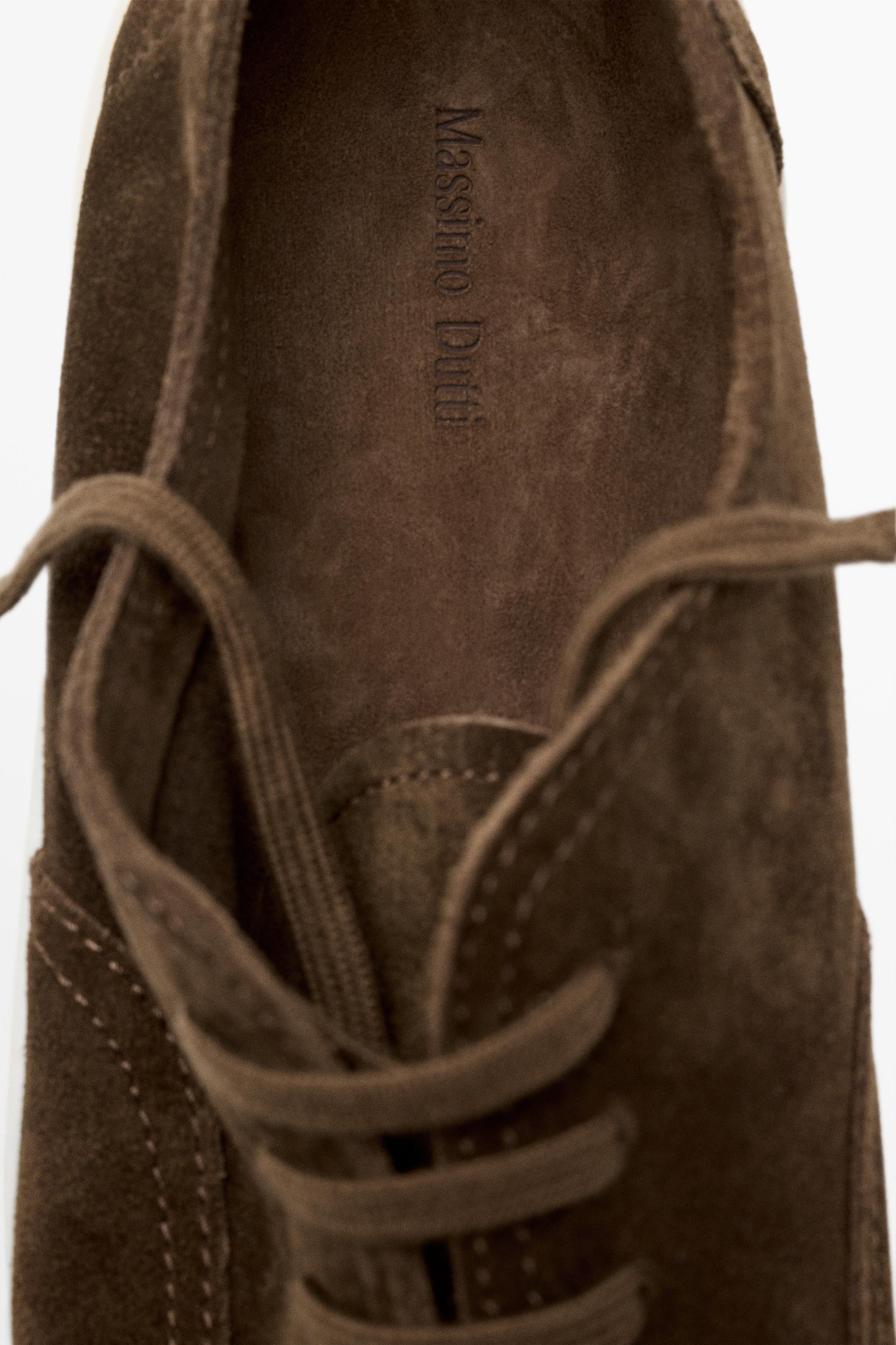 Soft split suede leather sneaker — BROWN