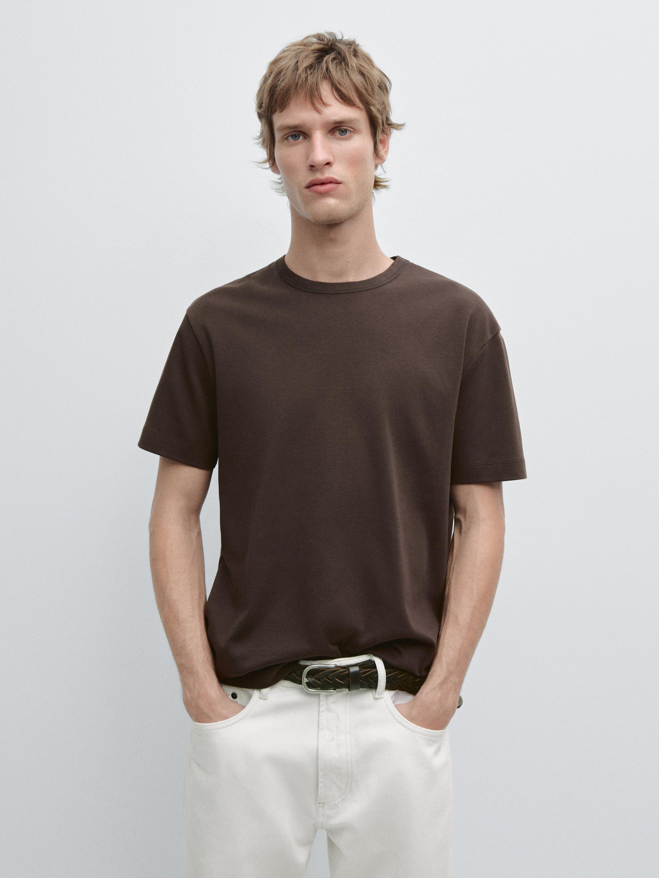 100% cotton short-sleeve T-shirt — Chocolate