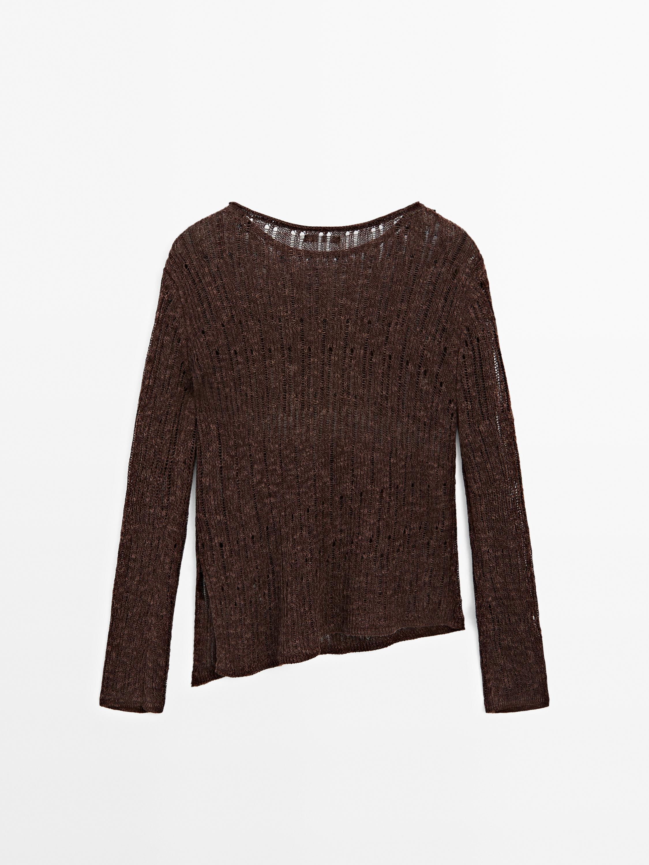 Asymmetric cutwork sweater