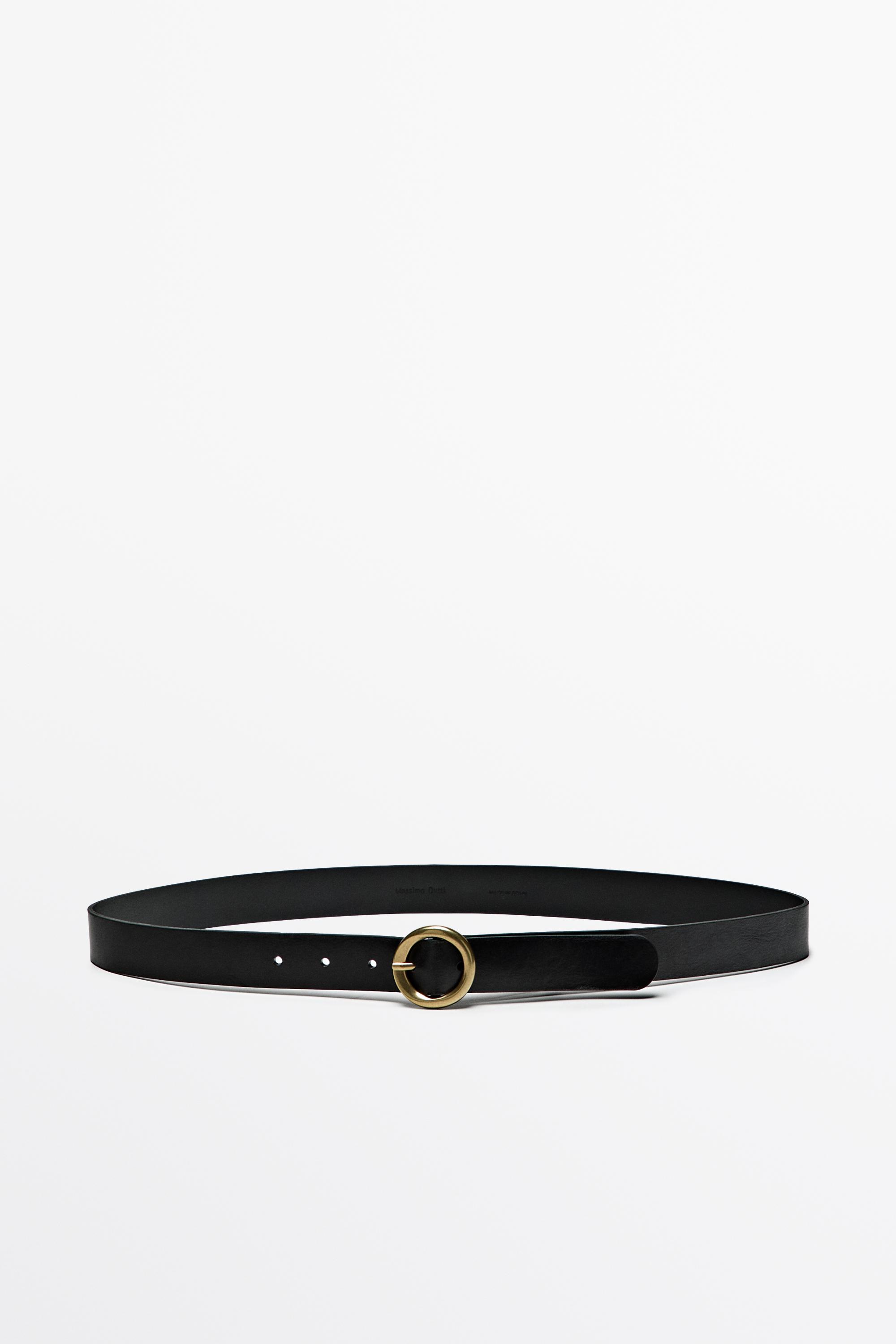 Nappa leather belt with round buckle