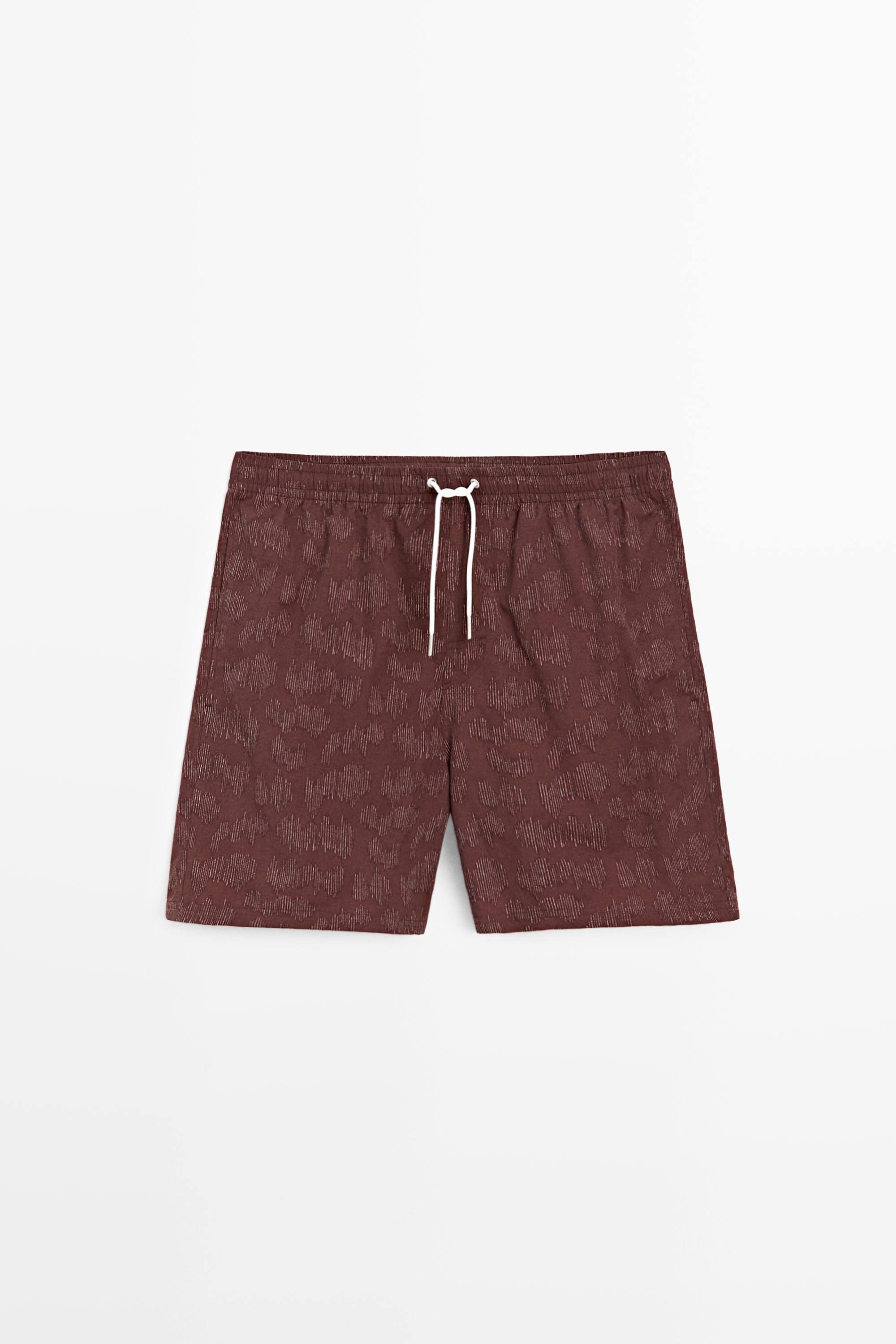 Printed swimming trunks — BURGUNDY