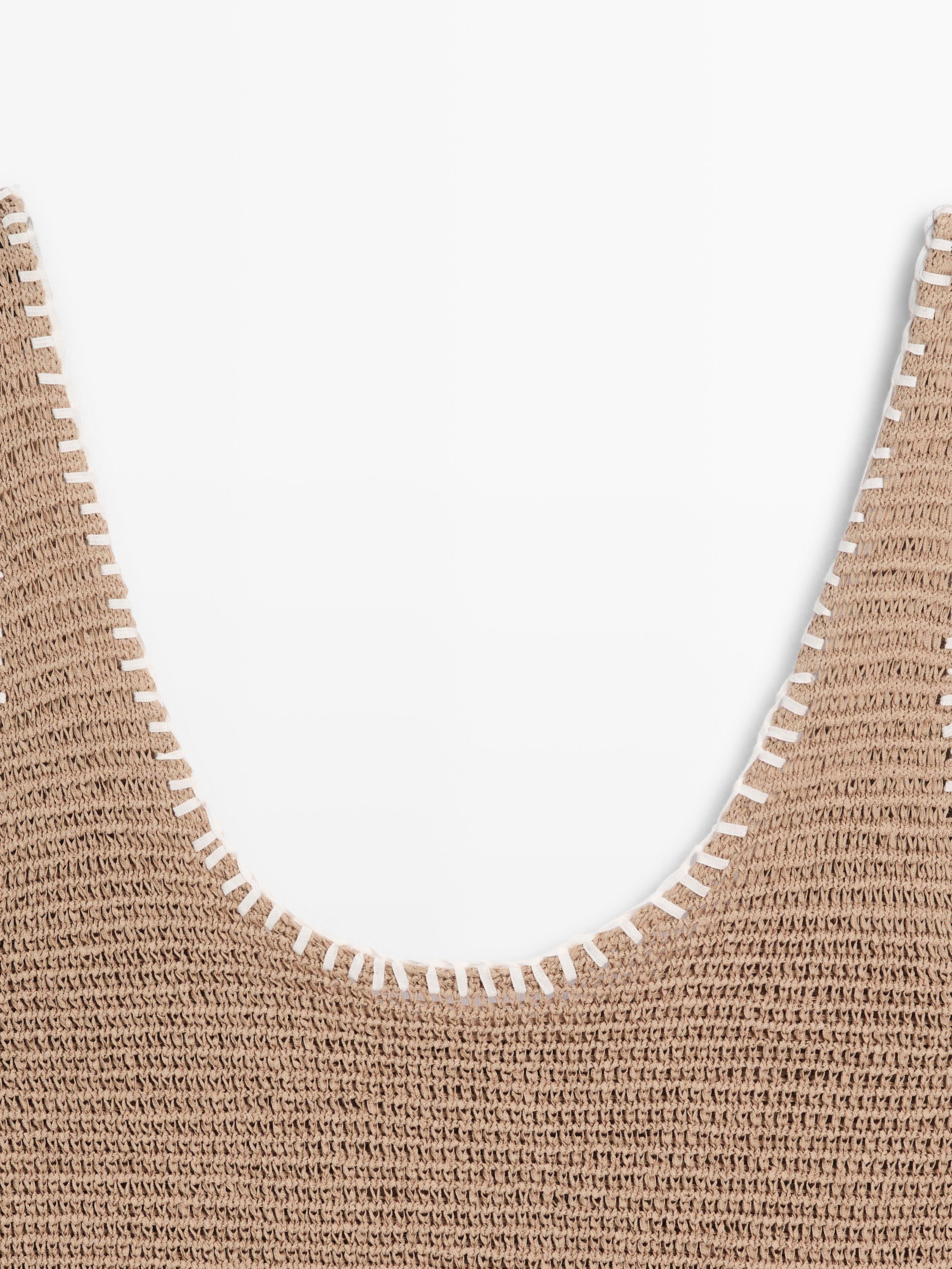 Contrast cotton blend knit top