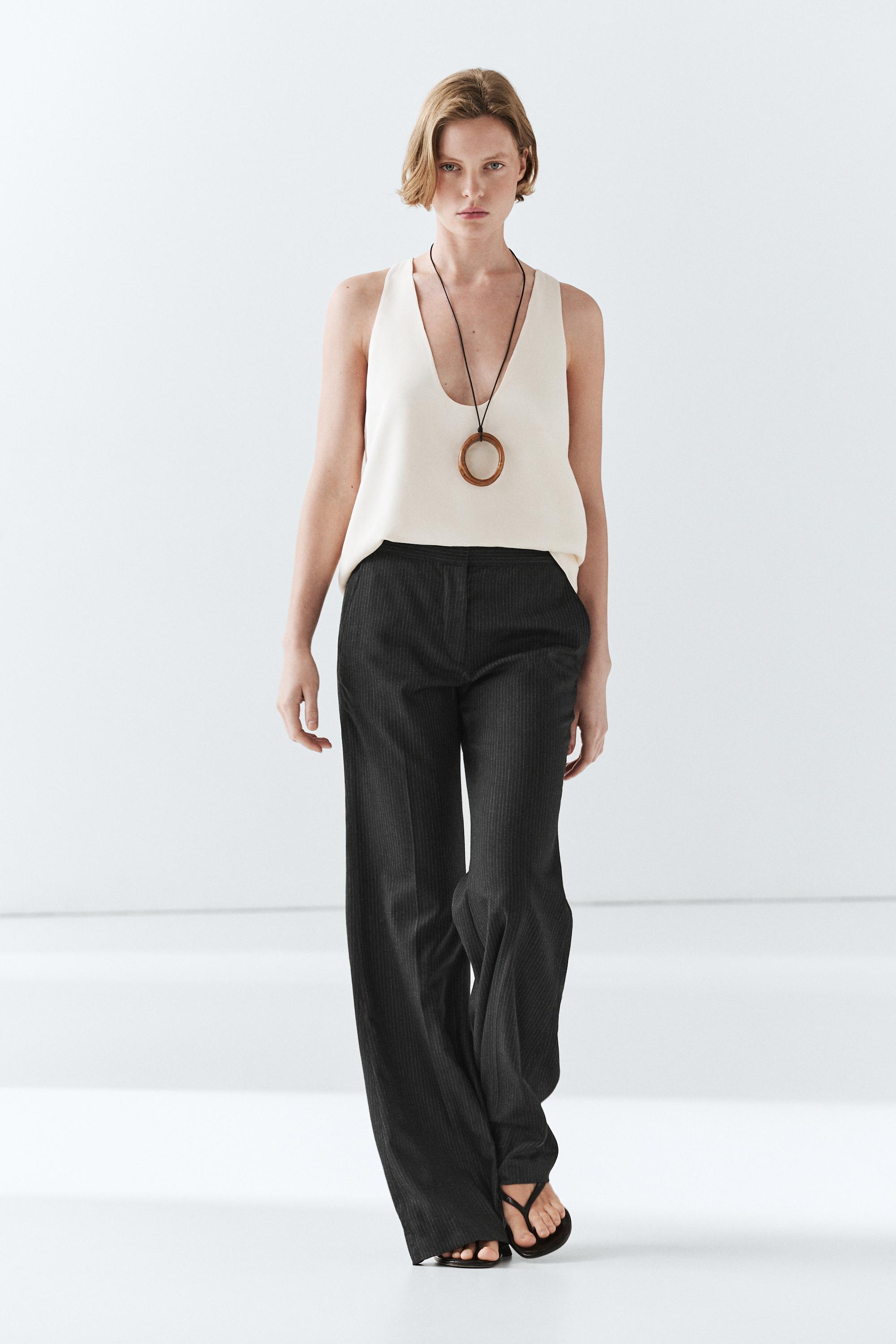 Flare fit pinstripe trousers — CHARCOAL