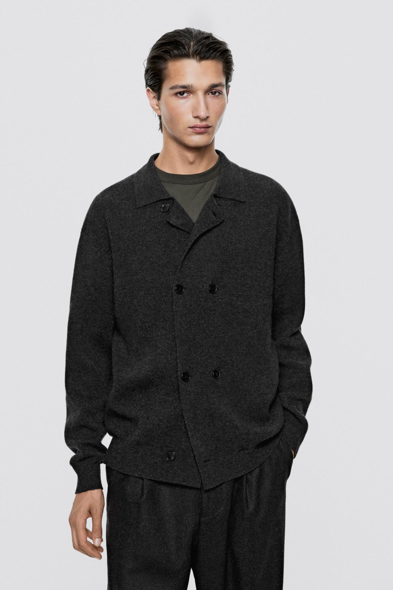 Double-breasted knit cardigan - LIMITED EDITION — CHARCOAL