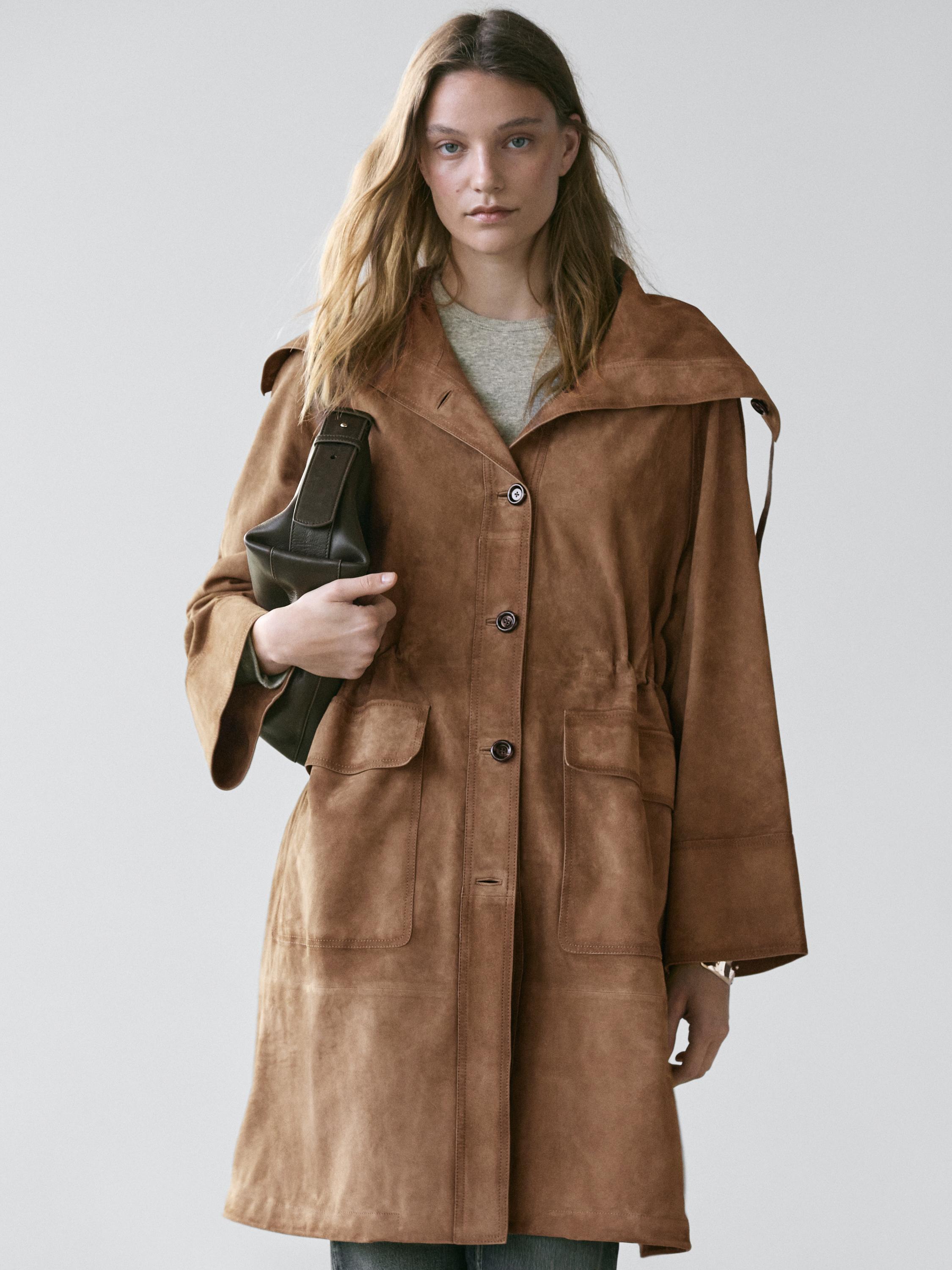 Long suede leather jacket