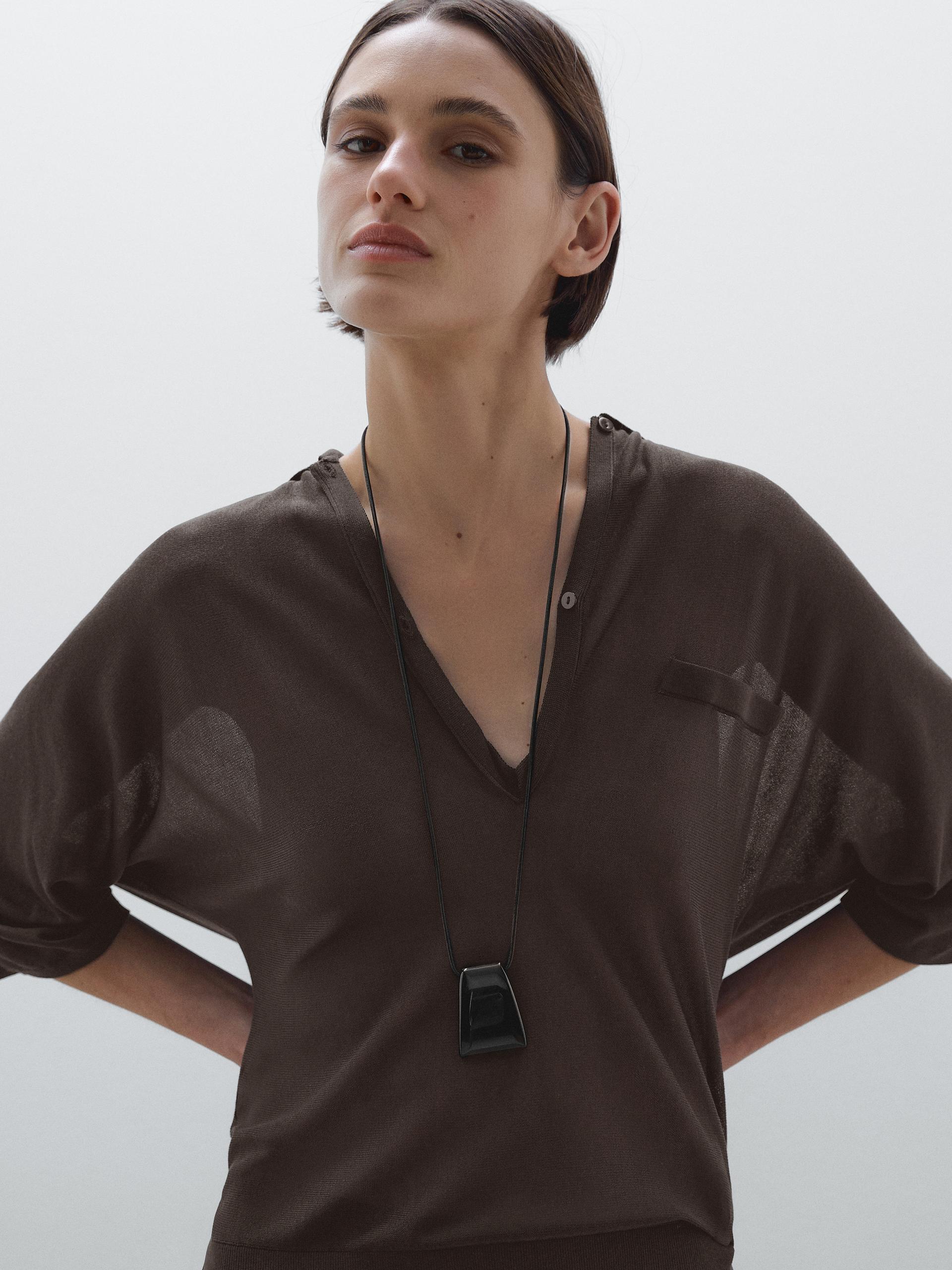Polo A Mantella Morbida - Cioccolato - M - Massimo Dutti - Femminile
