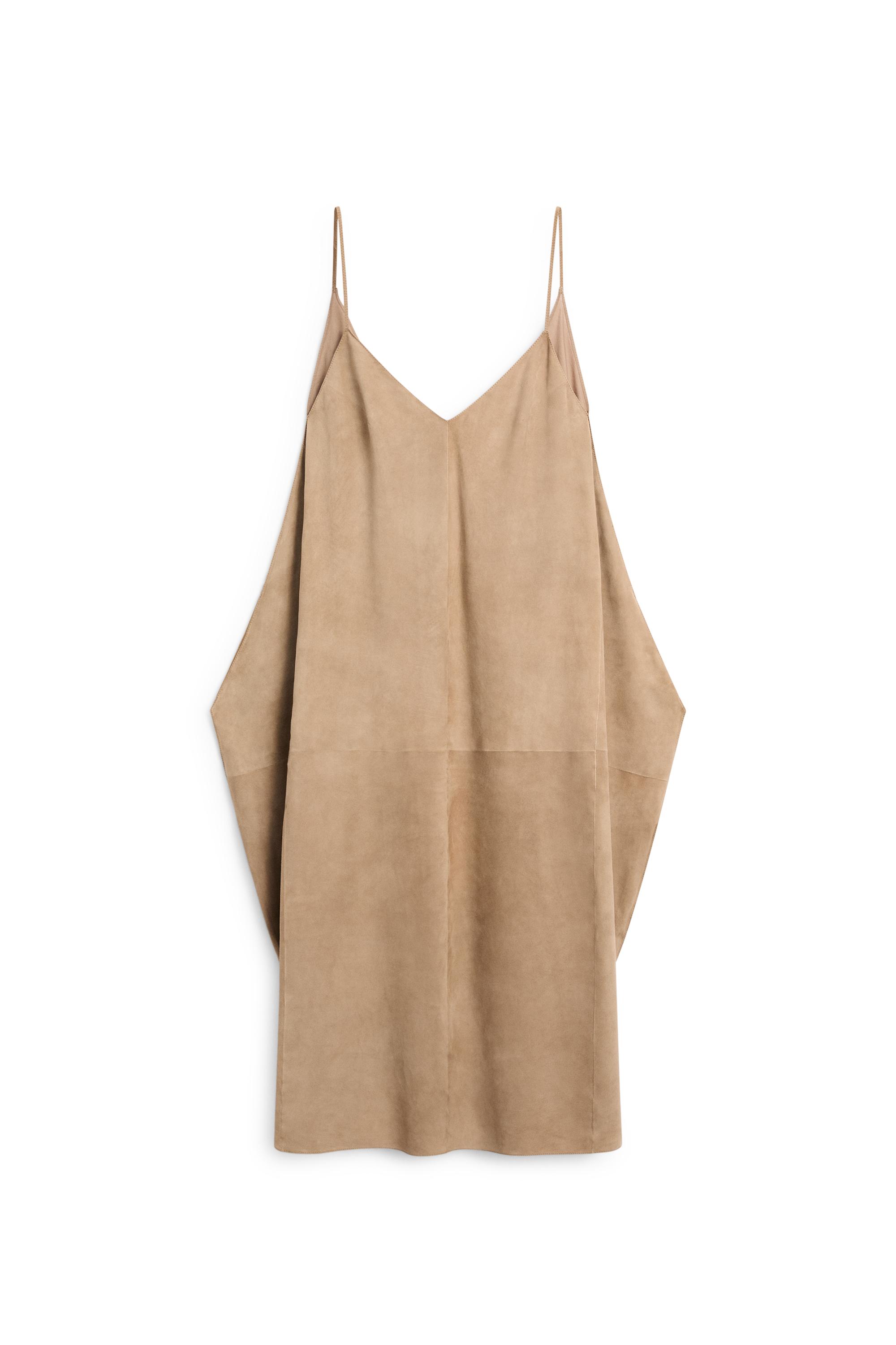 Suede leather combined dress - STUDIO — STONE