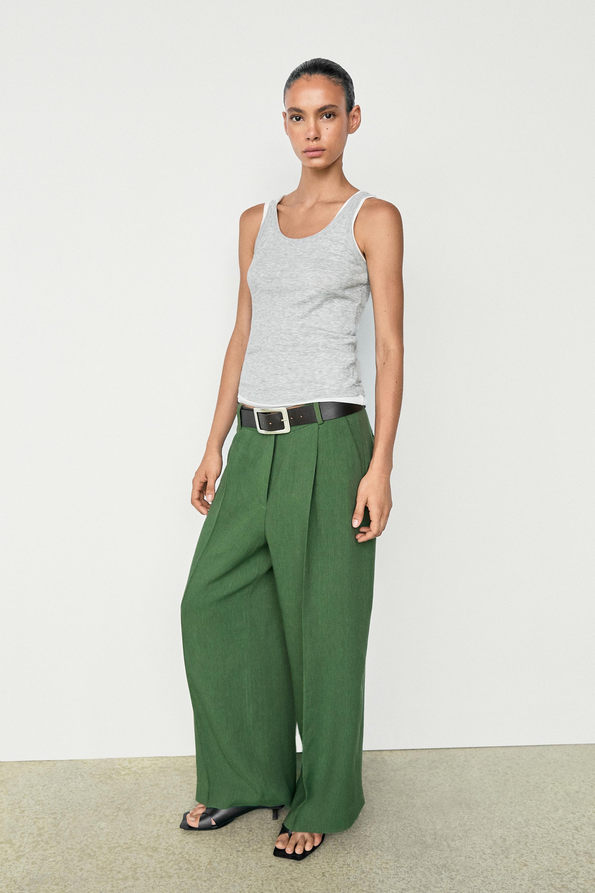 Flowing total look pants — BLUISH GREEN