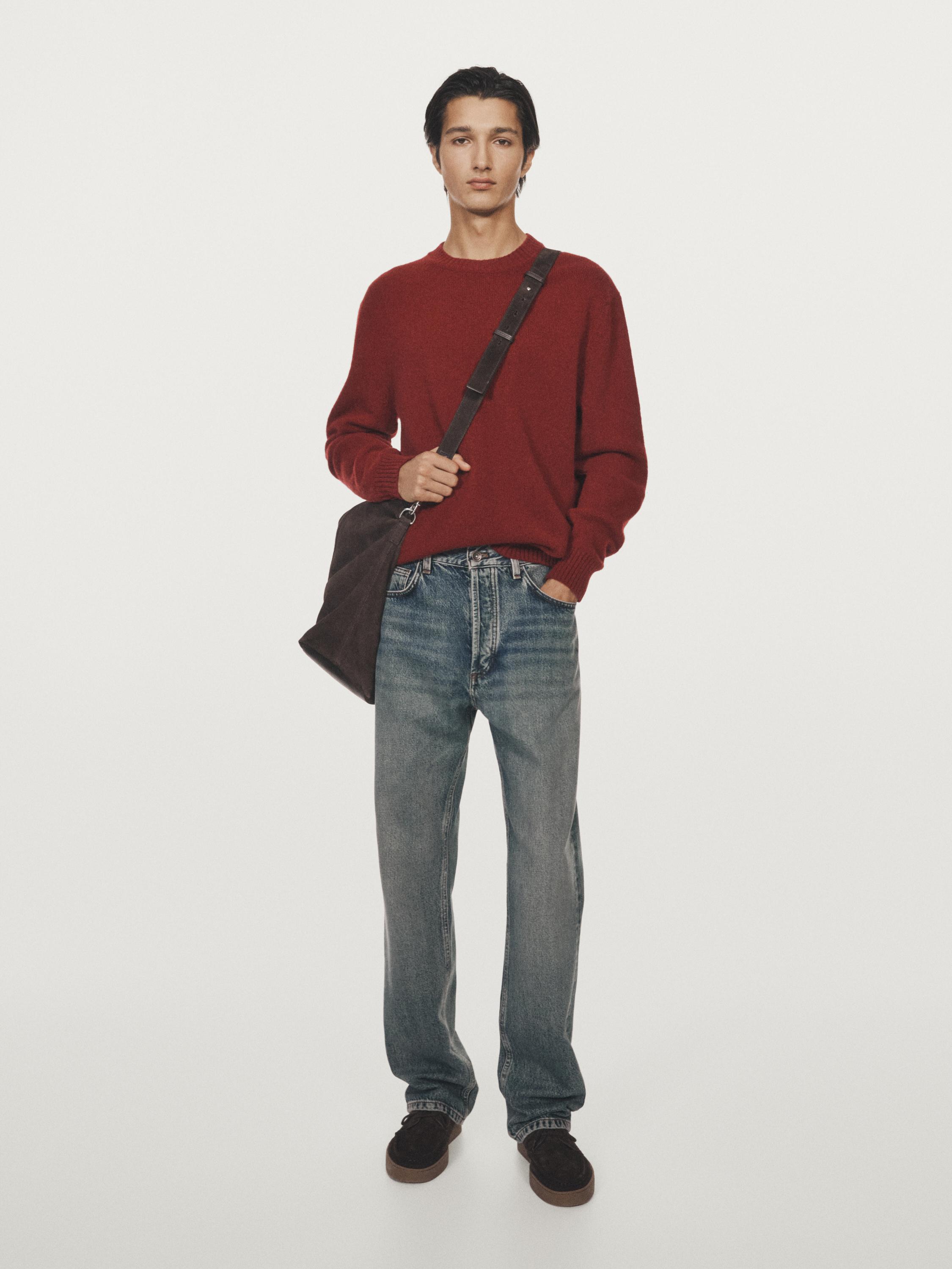 Wool blend crew neck sweater