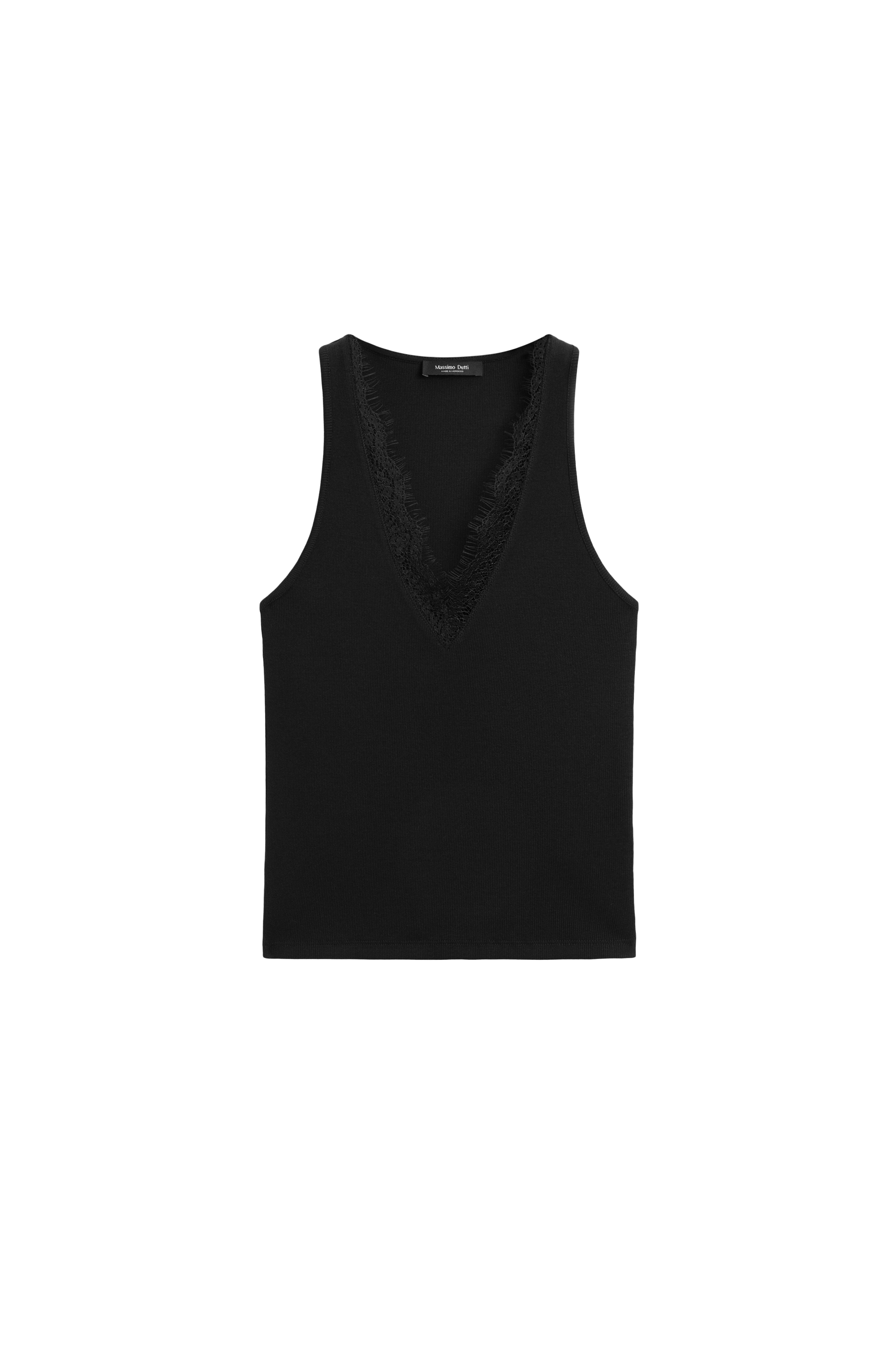 Massimo Dutti Dantel detaylı V yaka bluz görsel 6