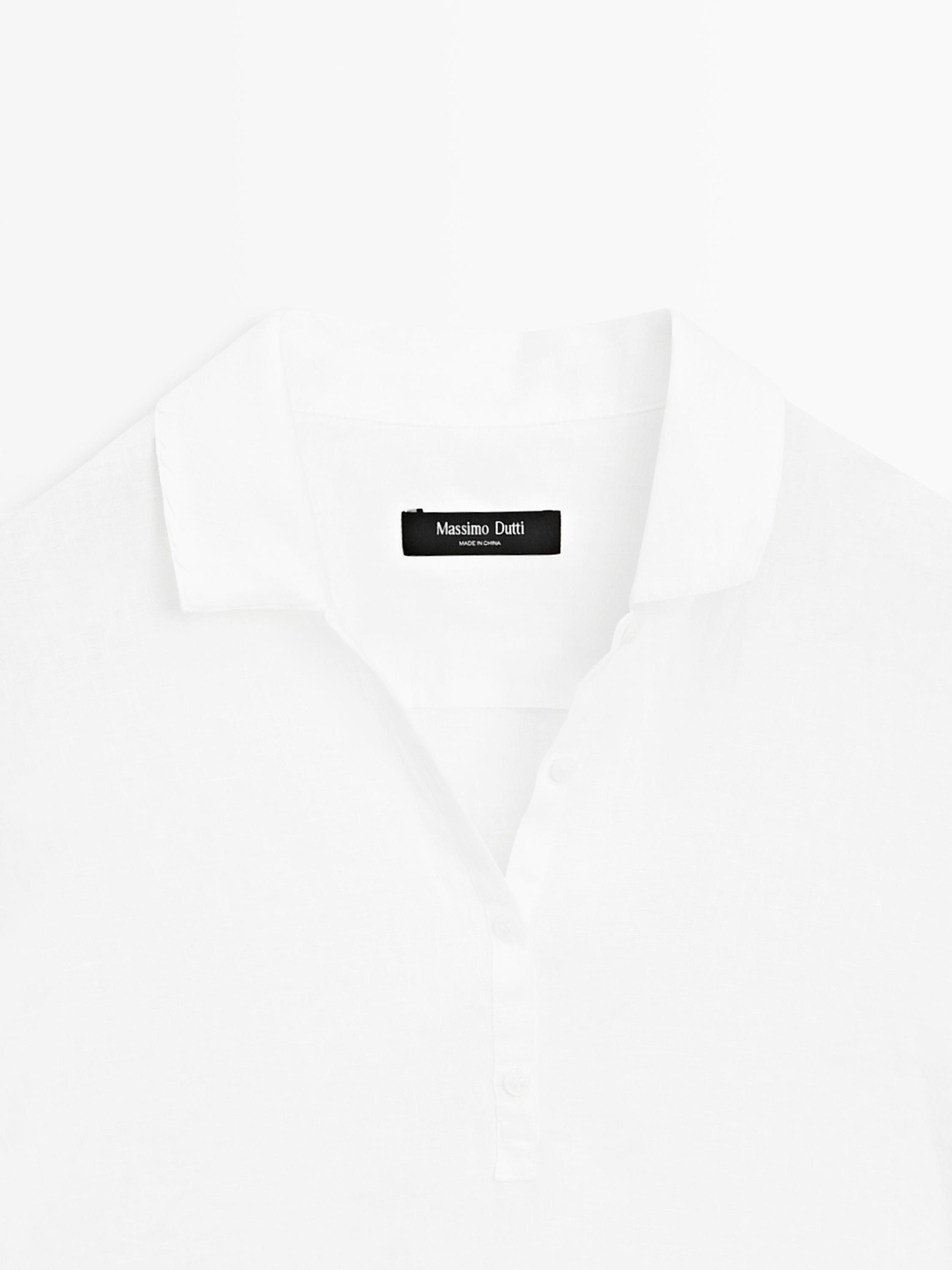 Short sleeve linen polo shirt — WHITE