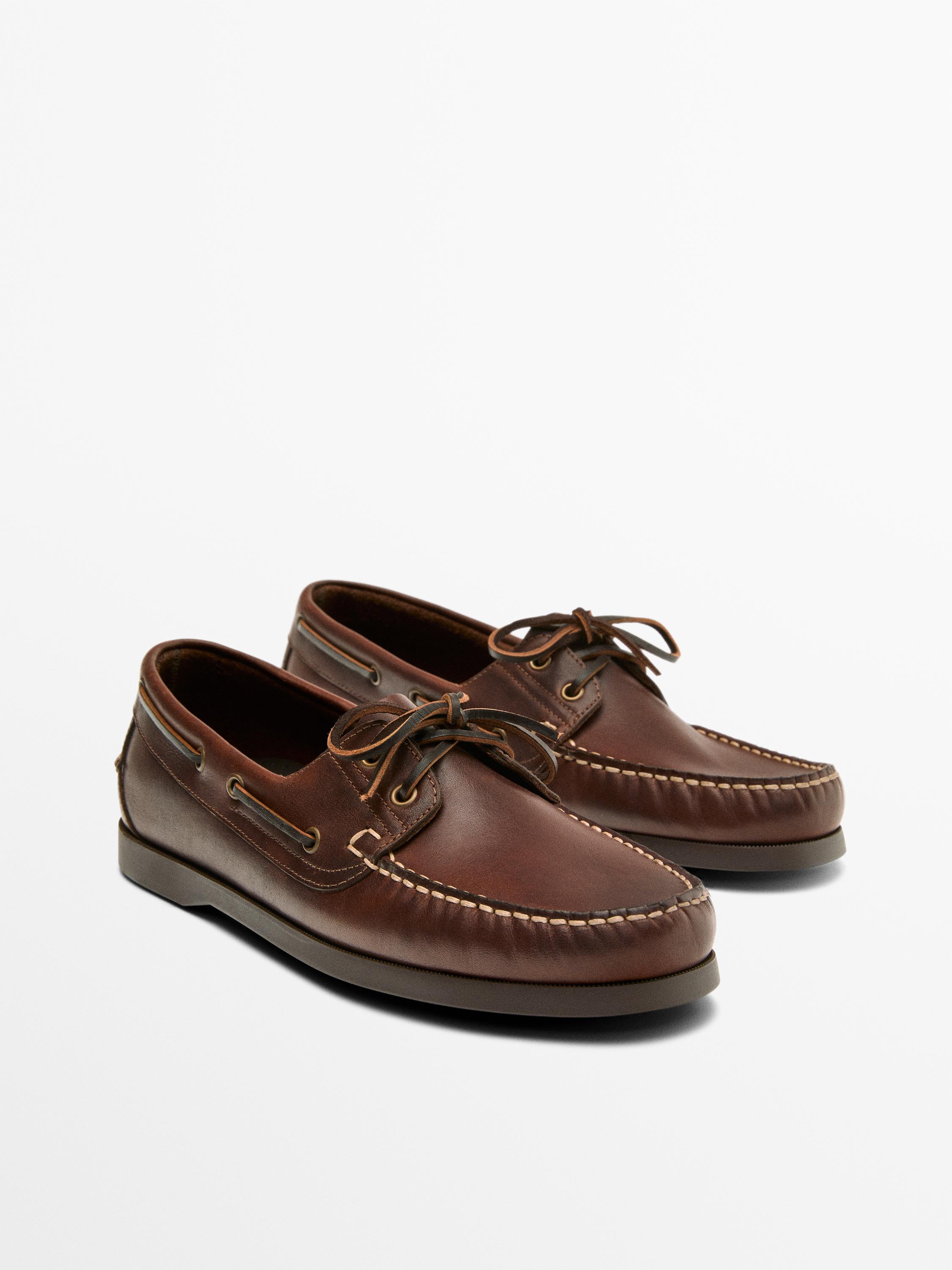 Leather deck shoes — TAN