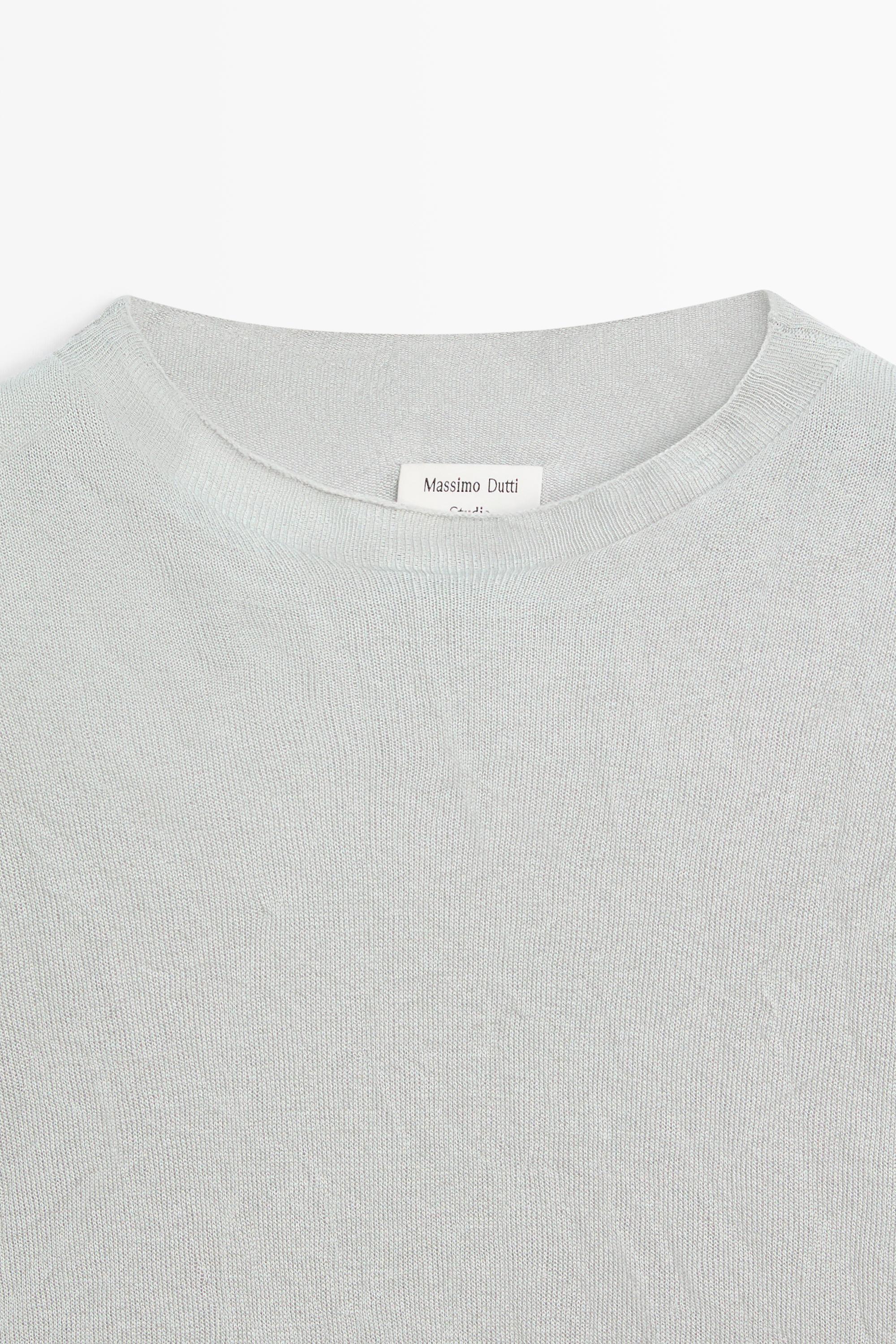 Short sleeve fine knit sweater - STUDIO — Silver