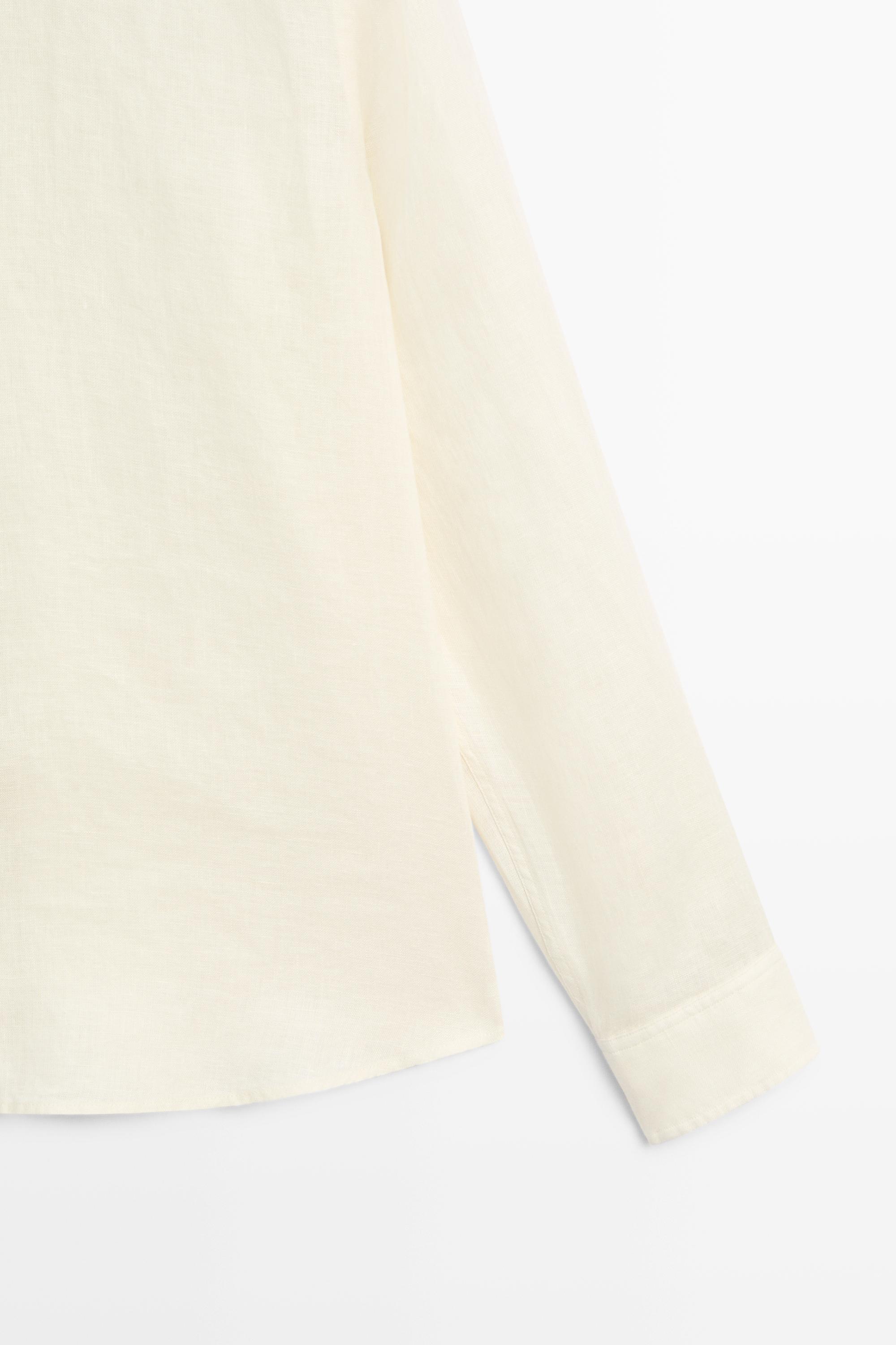 100% linen regular fit shirt — PALE ECRU