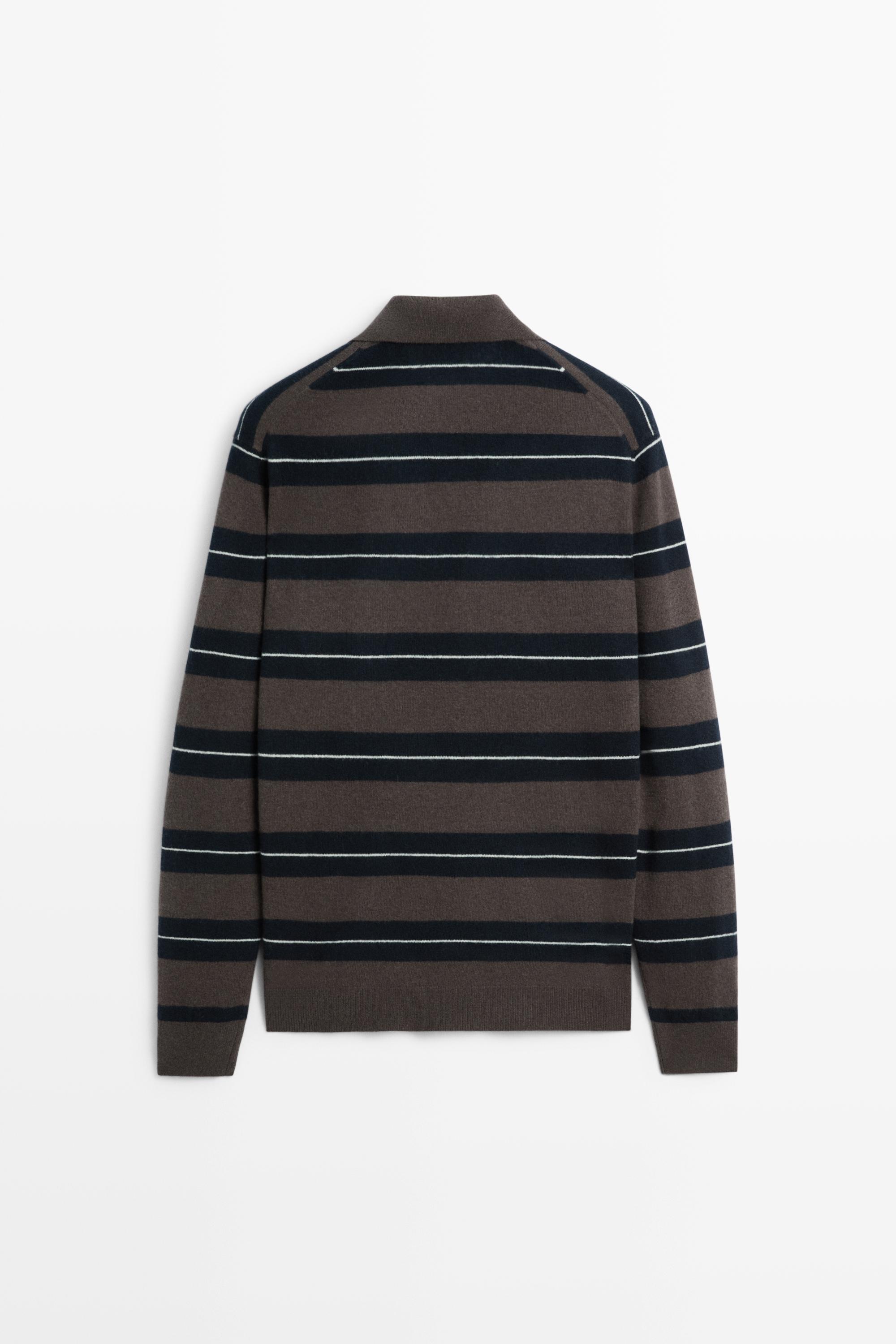 Massimo Dutti Çizgili polo yaka kazak görsel 3
