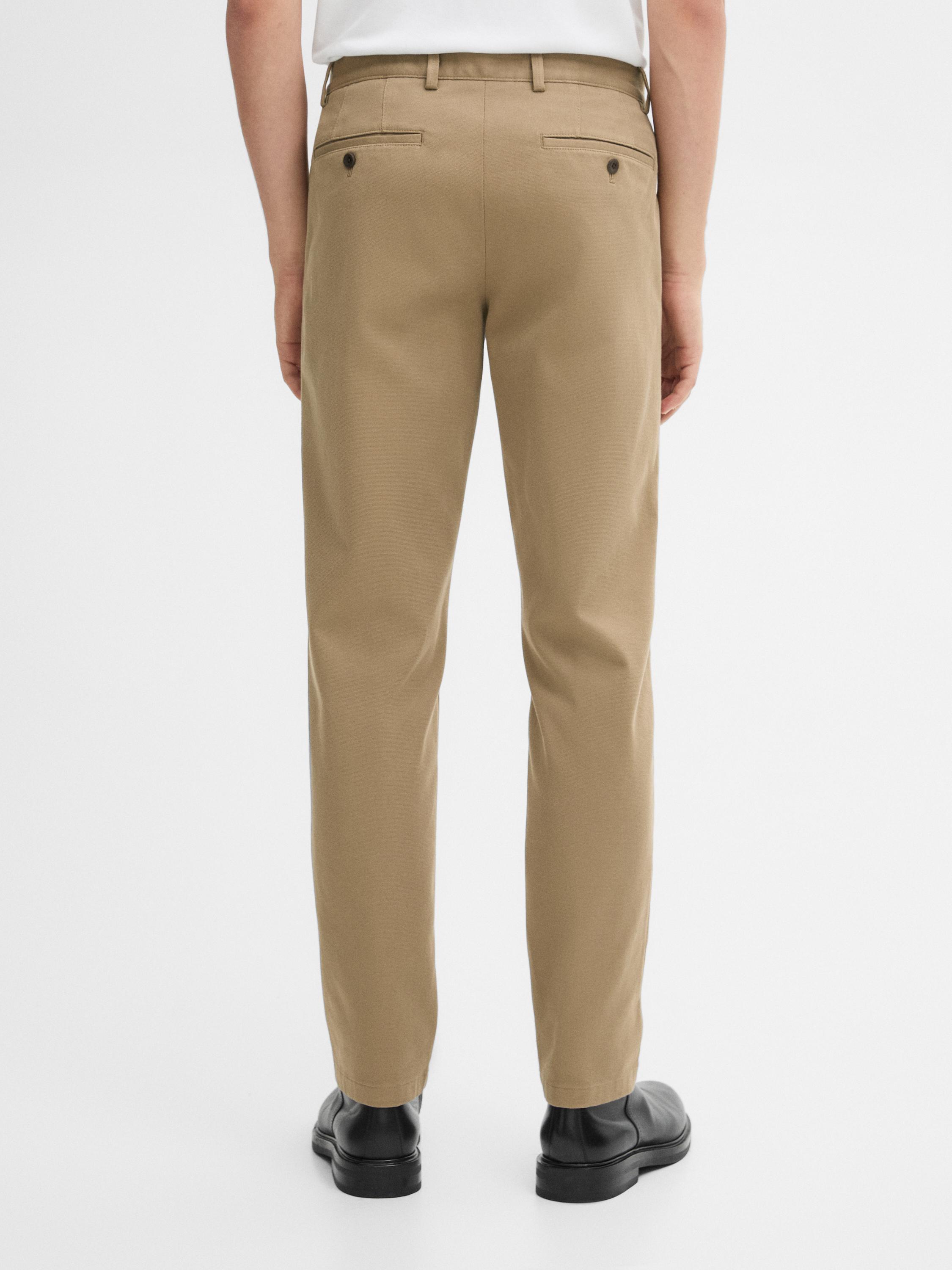 Cotton blend slim fit trousers