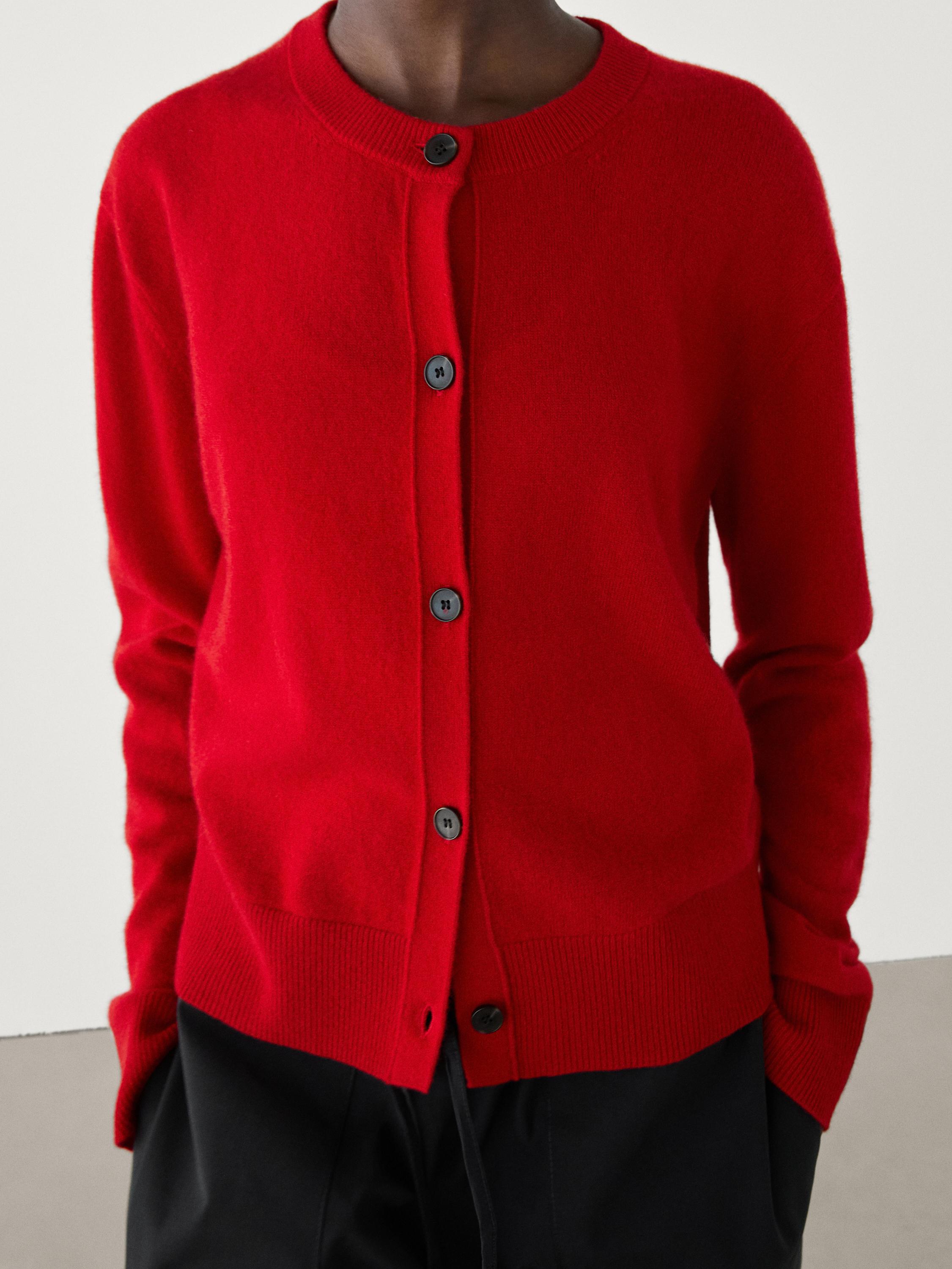 100% cashmere crew neck cardigan