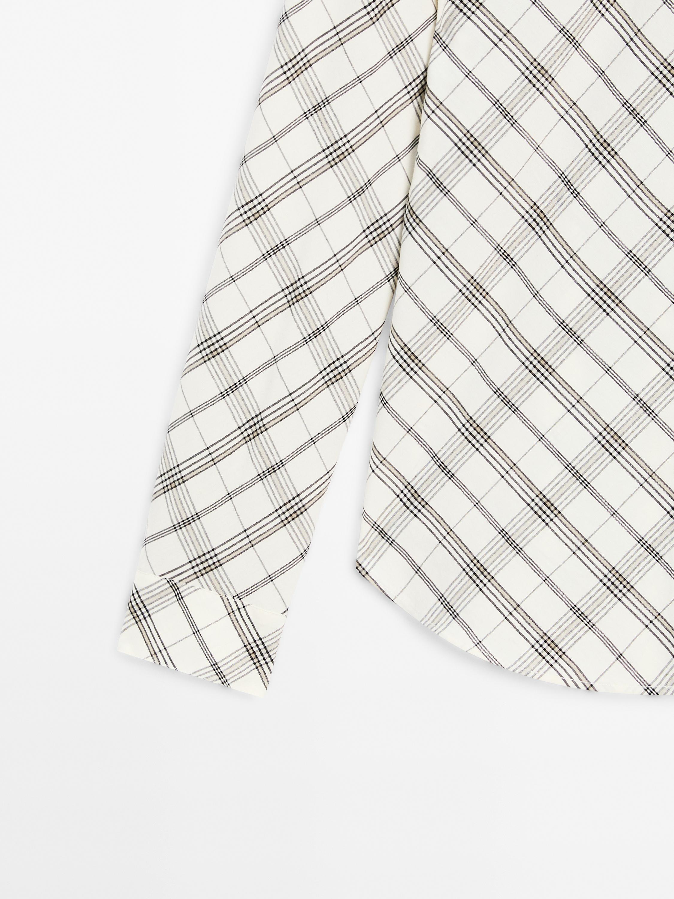 Cotton blend bias-cut check shirt