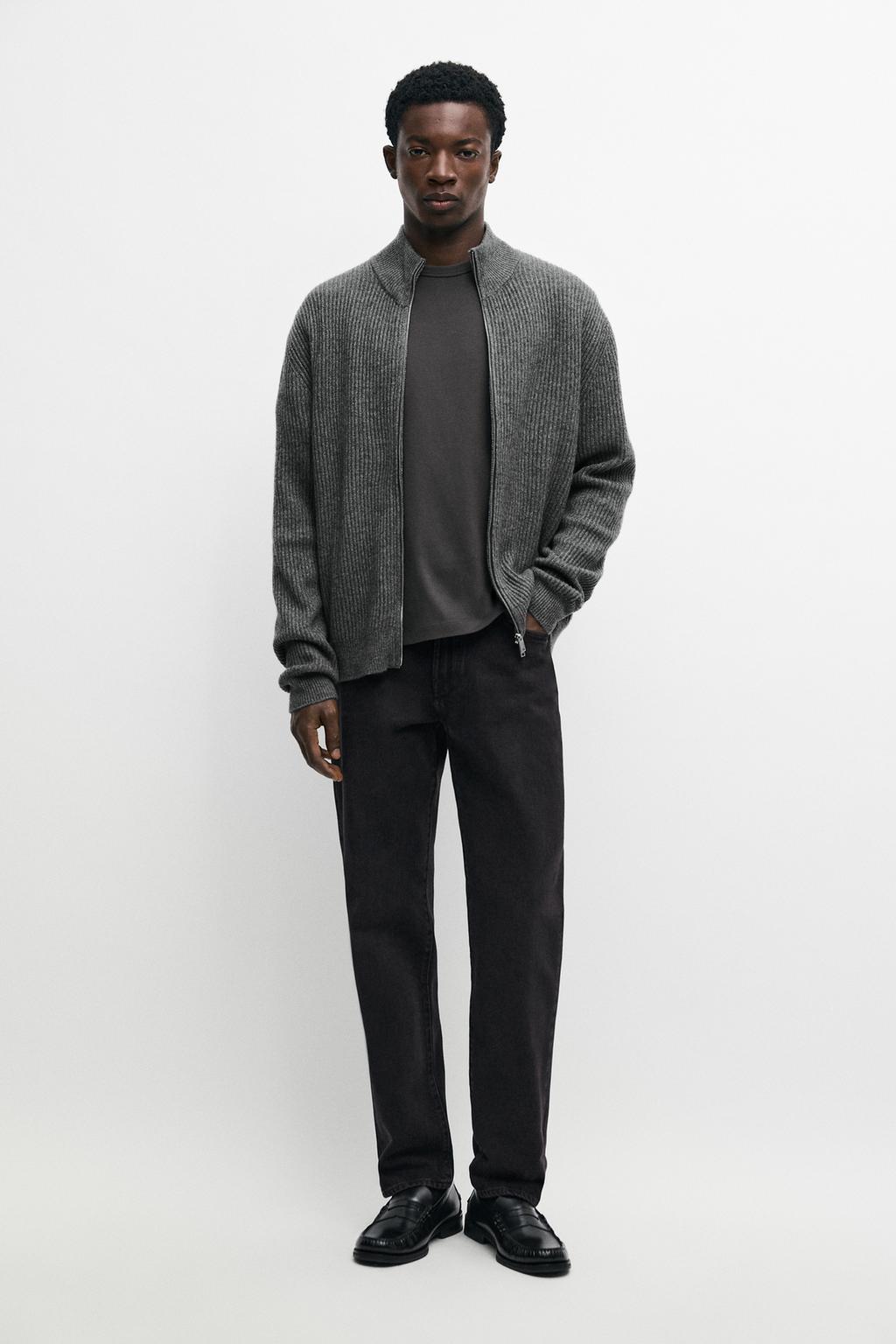Massimo Dutti Wool zip-up knit cardigan